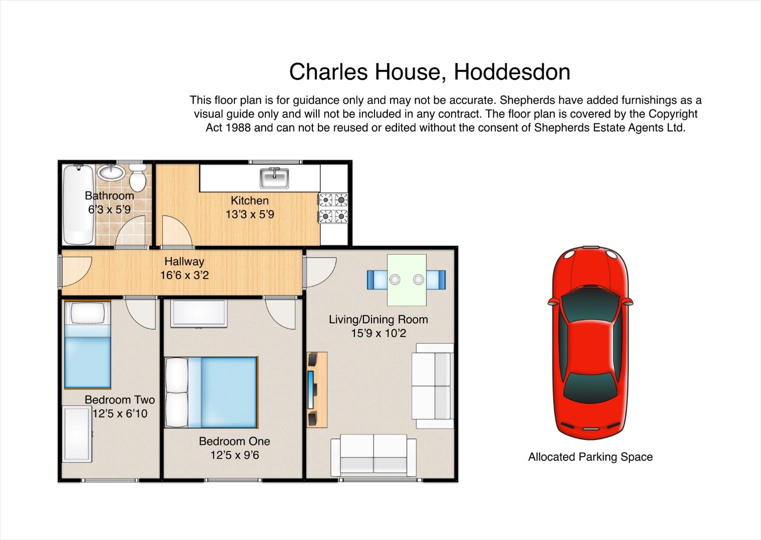 54 Charles House, Village Close, Hoddesdon floorplan