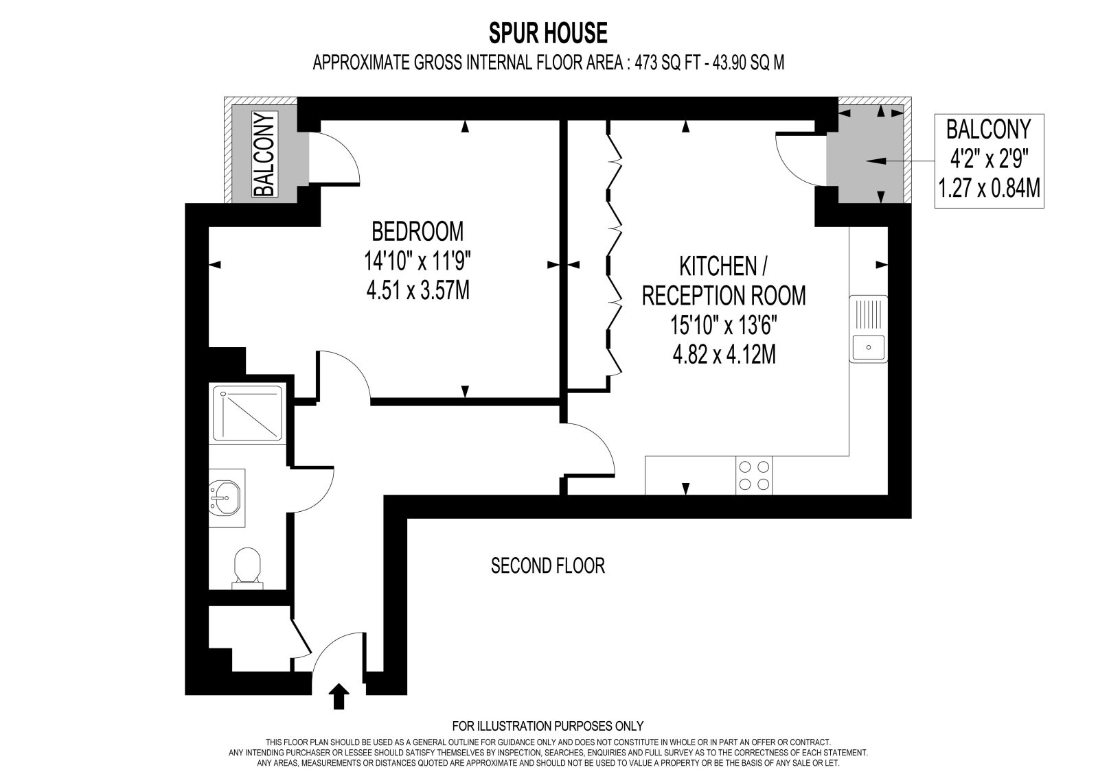 Flat 12, Spur House, 1, Milner Road, London floorplan