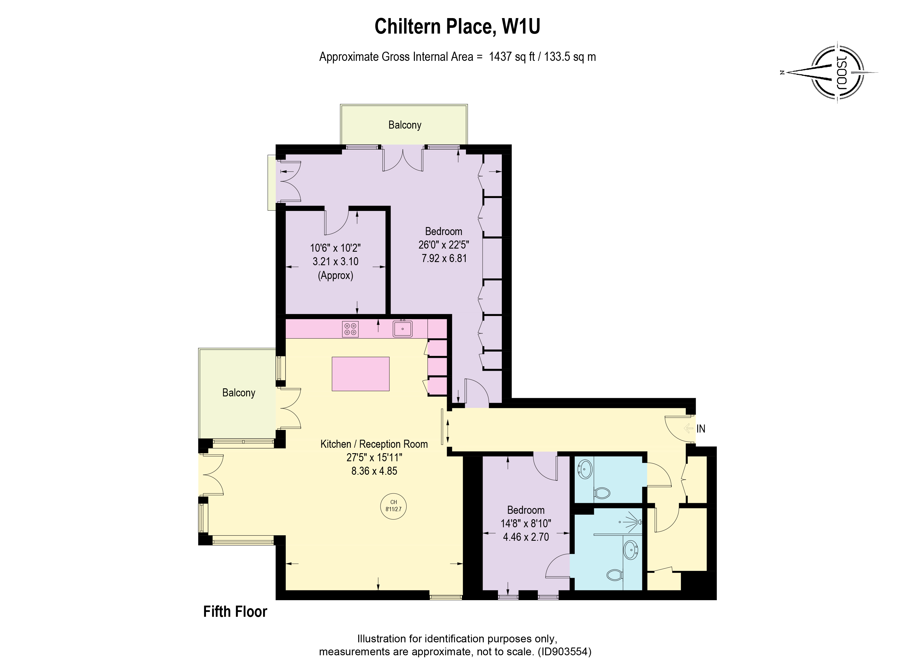 Chiltern Place, London W1U, 2 bedroom flat to rent 62768941