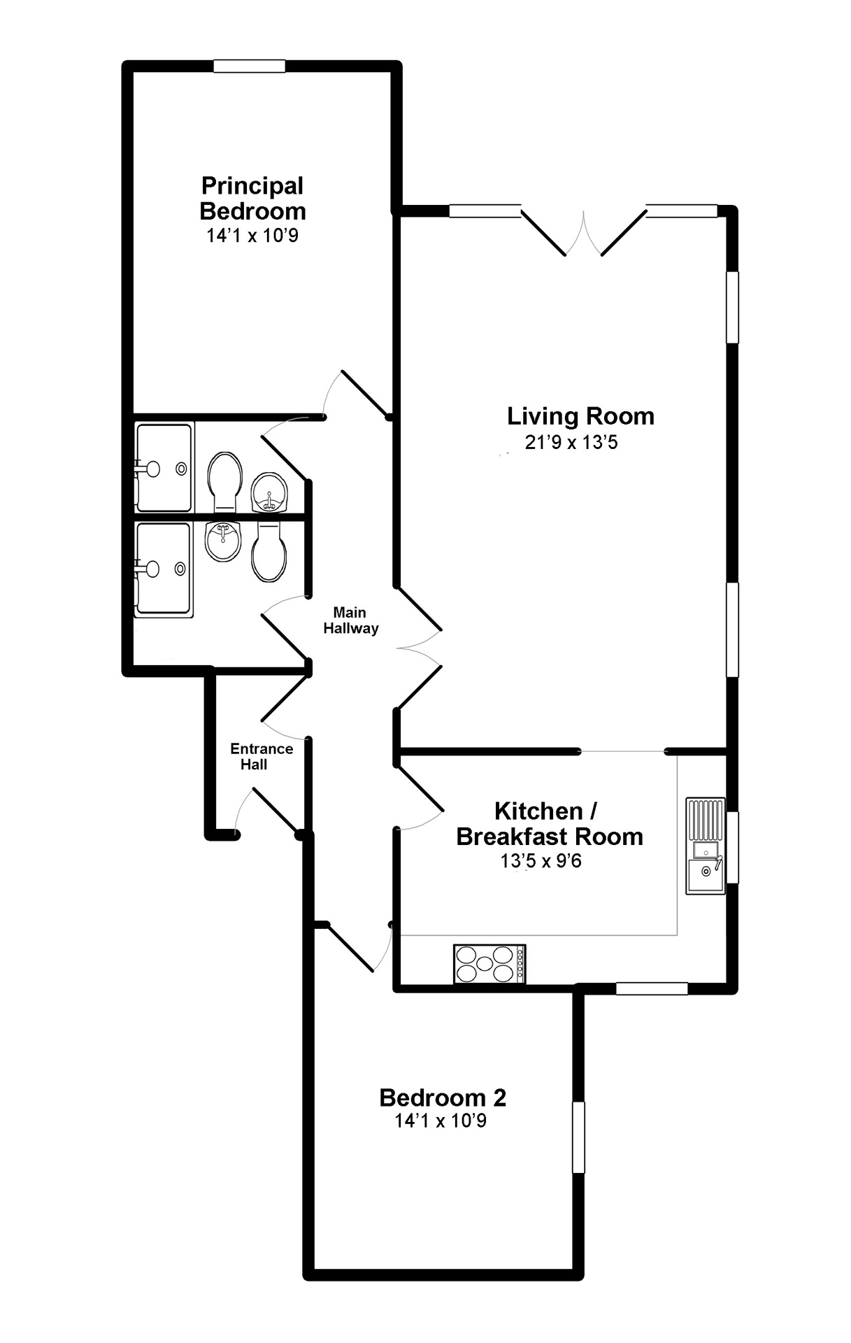Flat 1 The Strand, Falmouth floorplan