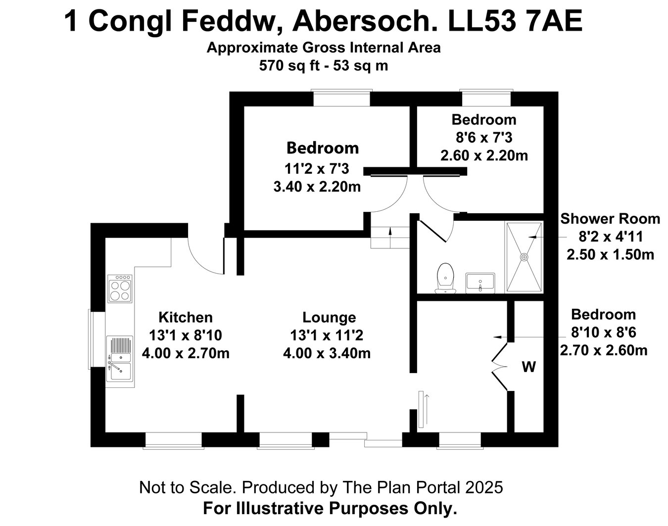 1 Congl Feddw, Pwllheli floorplan