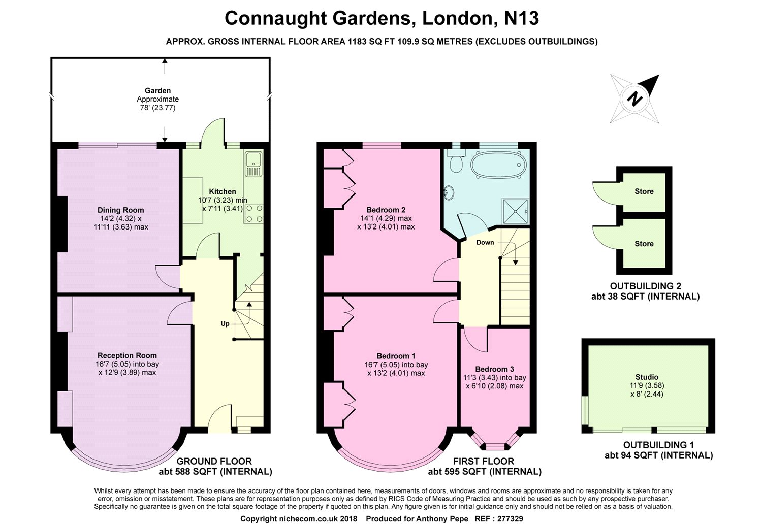 3 bed terraced house for sale in Connaught Gardens, Palmers Green
