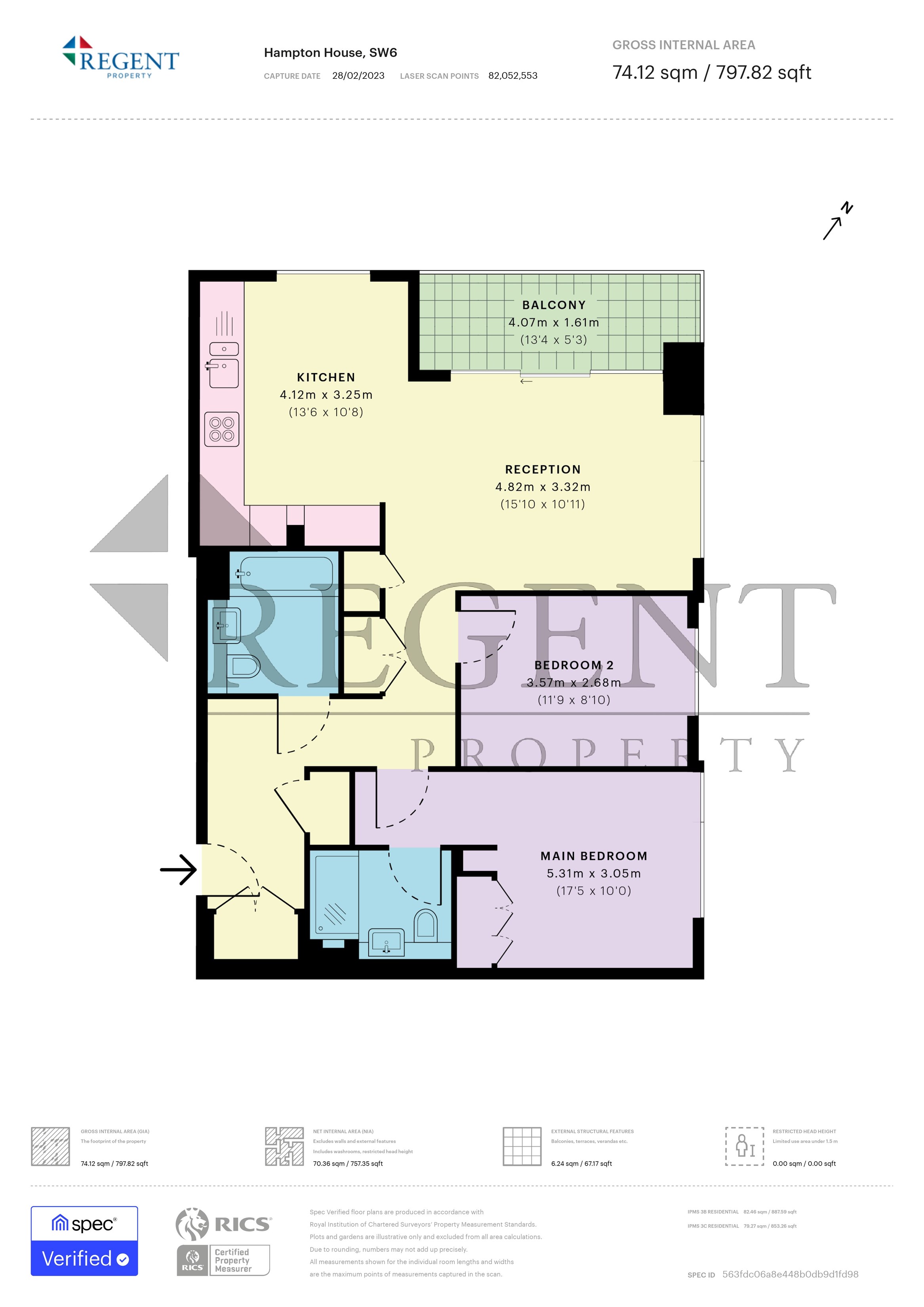 Apartment 93, Hampton House, London floorplan
