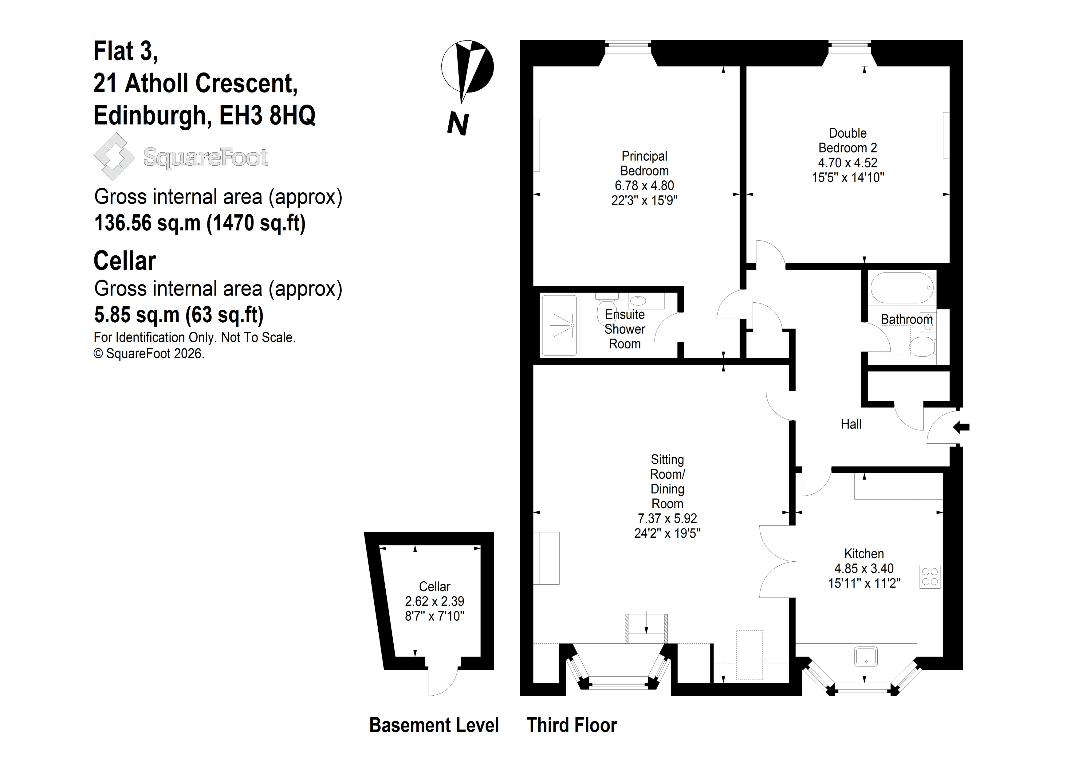 Flat 3, 21, Atholl Crescent, Edinburgh floorplan