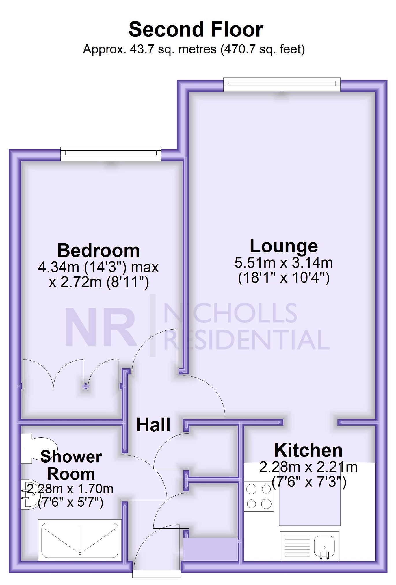 Flat 33 Brook Court, 78 Wordsworth Drive, North Cheam floorplan