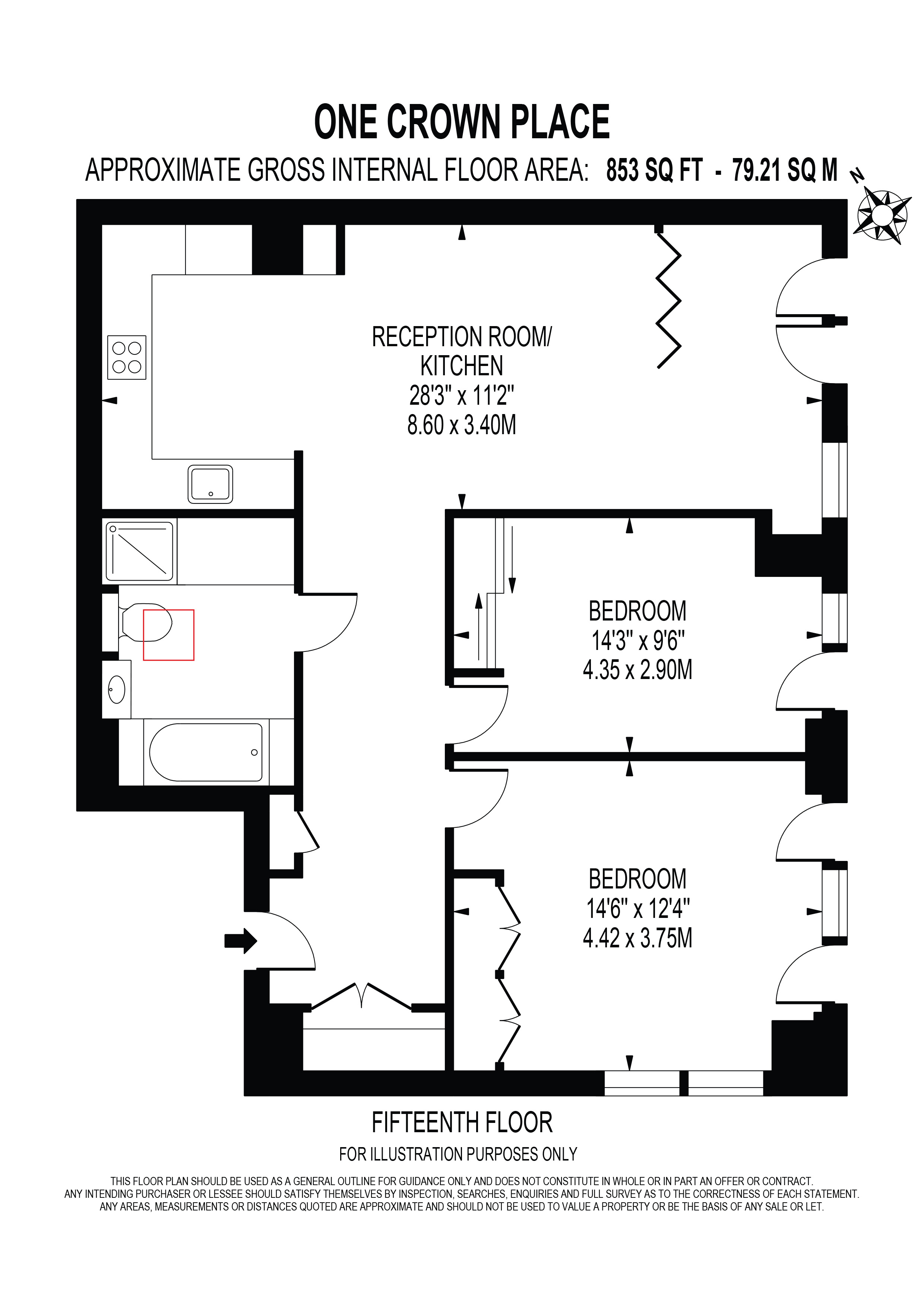 N1507 One Crown Place, 19, Sun Street, London floorplan