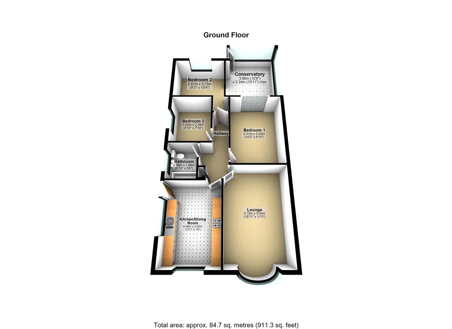 4B, Ascot Road, Leeds floorplan