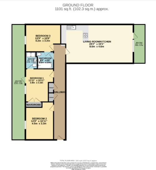 Flat 101,Searles Court, Rolfe Terrace, Woolwich floorplan