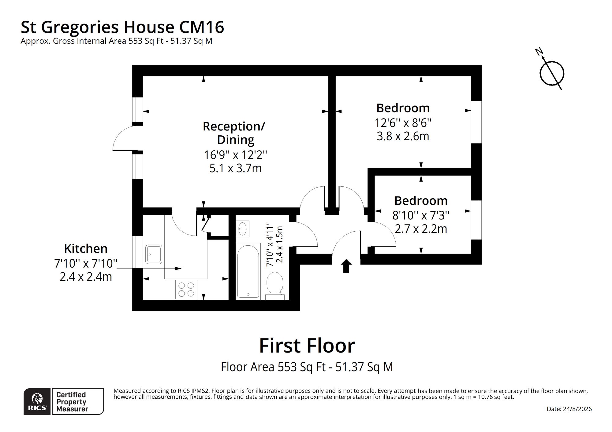 Flat 10, St. Gregorys House Addison Court, Epping floorplan