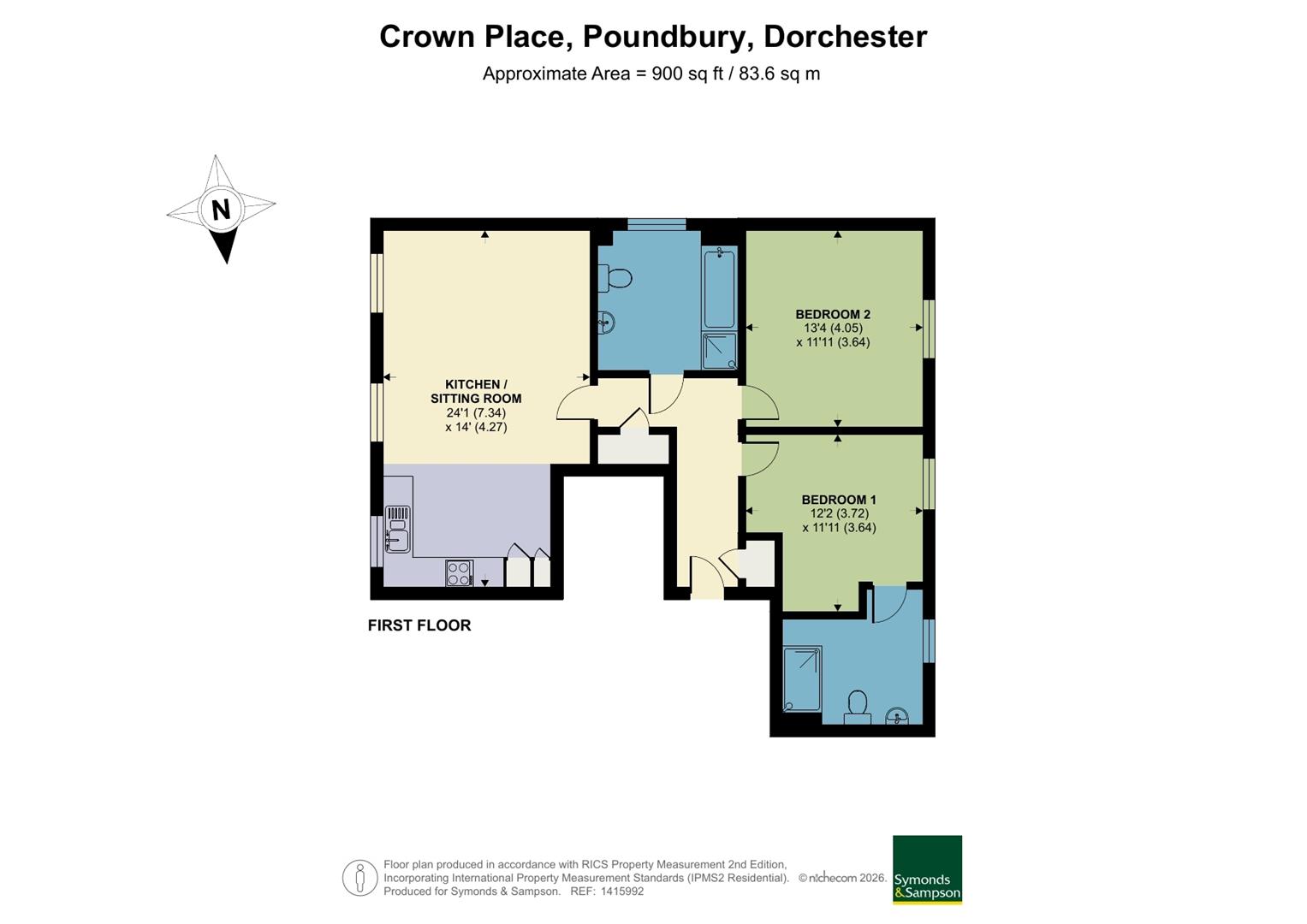 Flat 1, 4, Crown Place, Dorchester floorplan