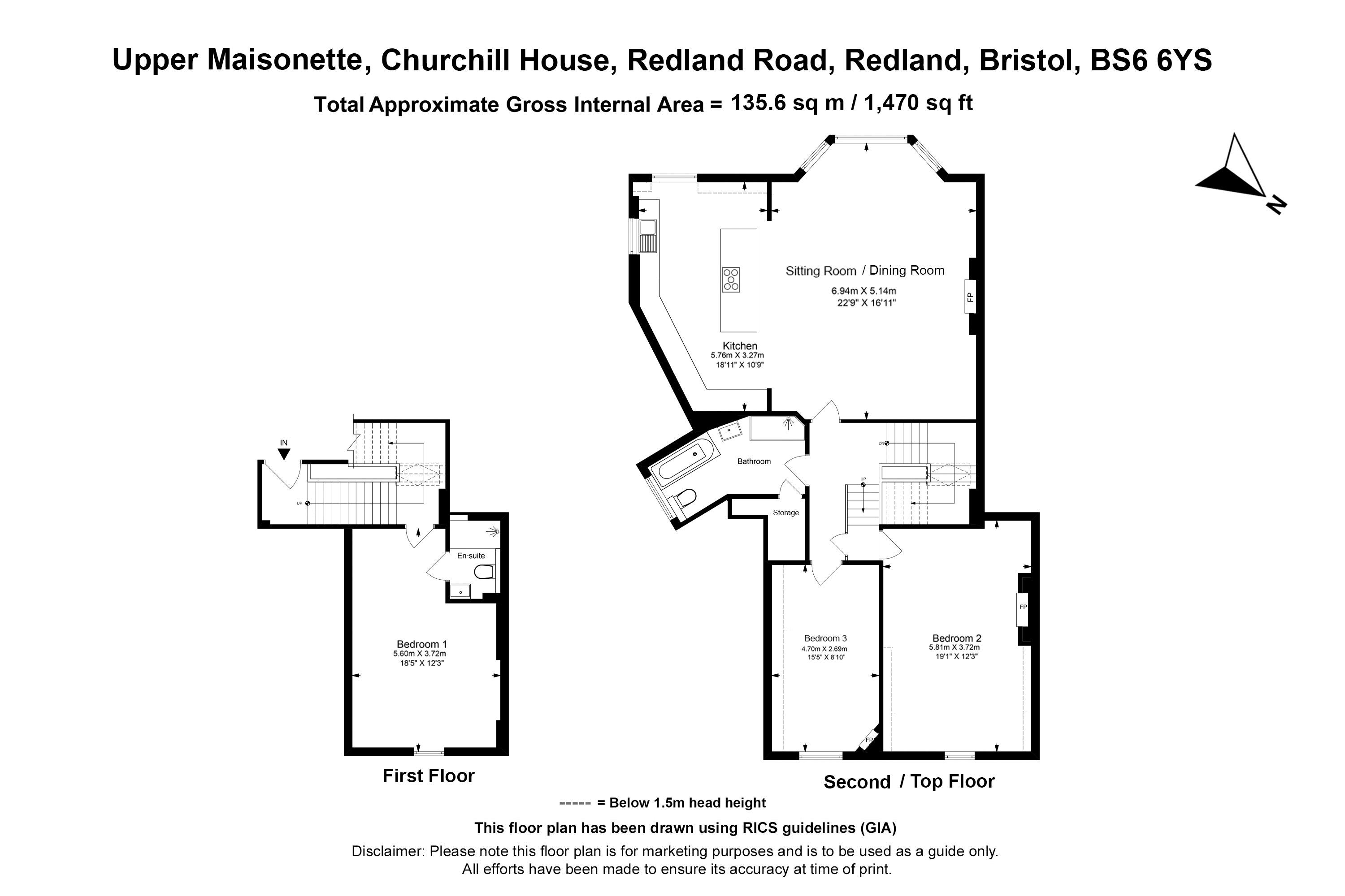 Upper Maisonette Churchill House,, 199 Redland Road, Bristol floorplan