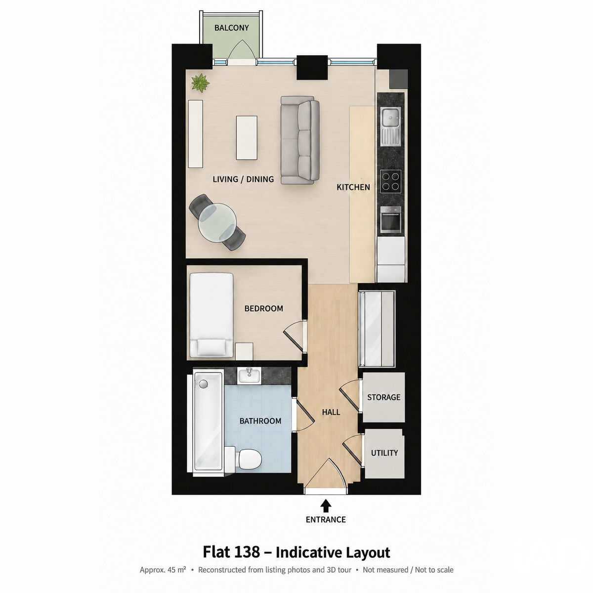 Flat 138, 2, Cornmill Lane, London floorplan