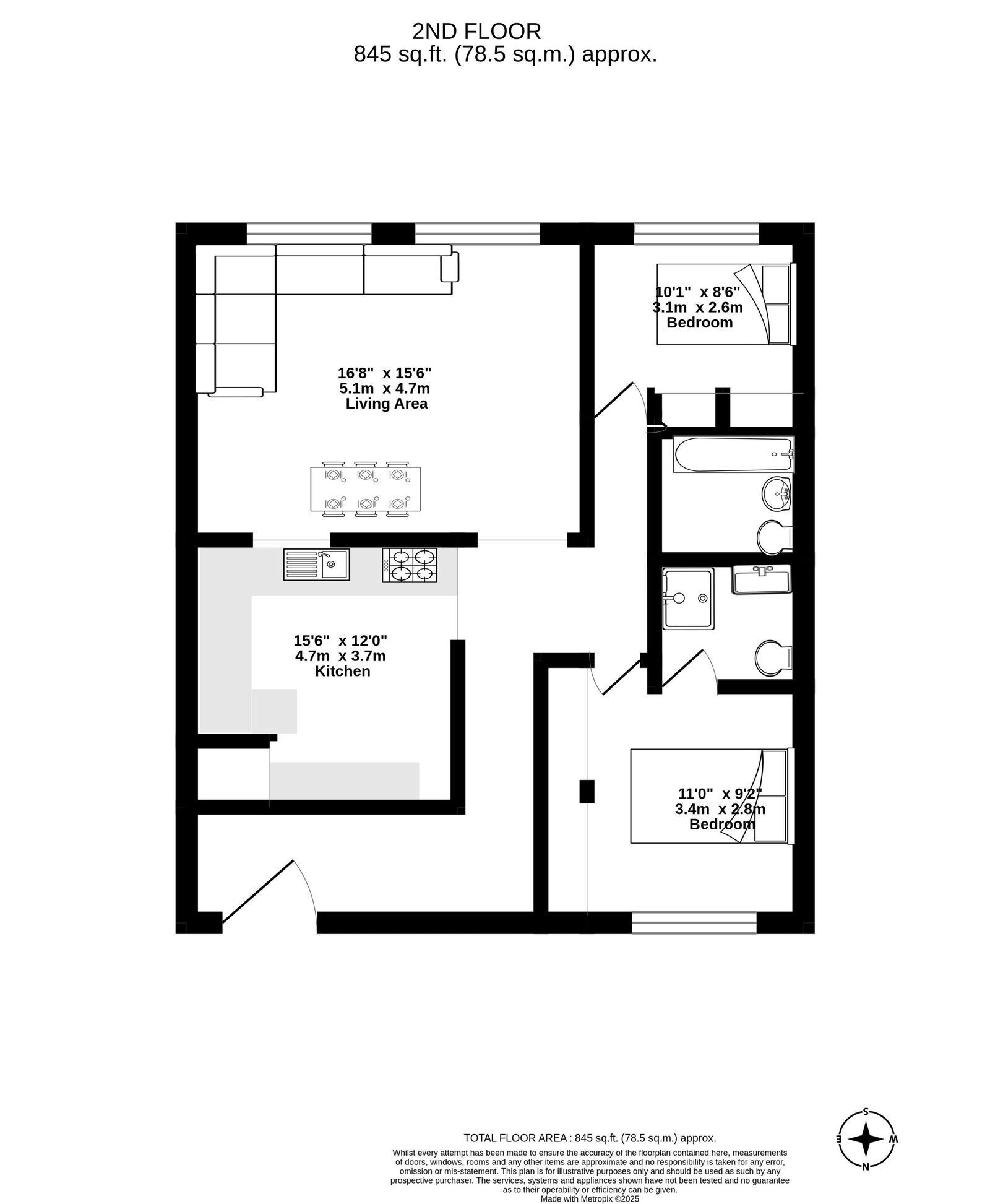 224,Flat 3, Old Brompton Road, London floorplan
