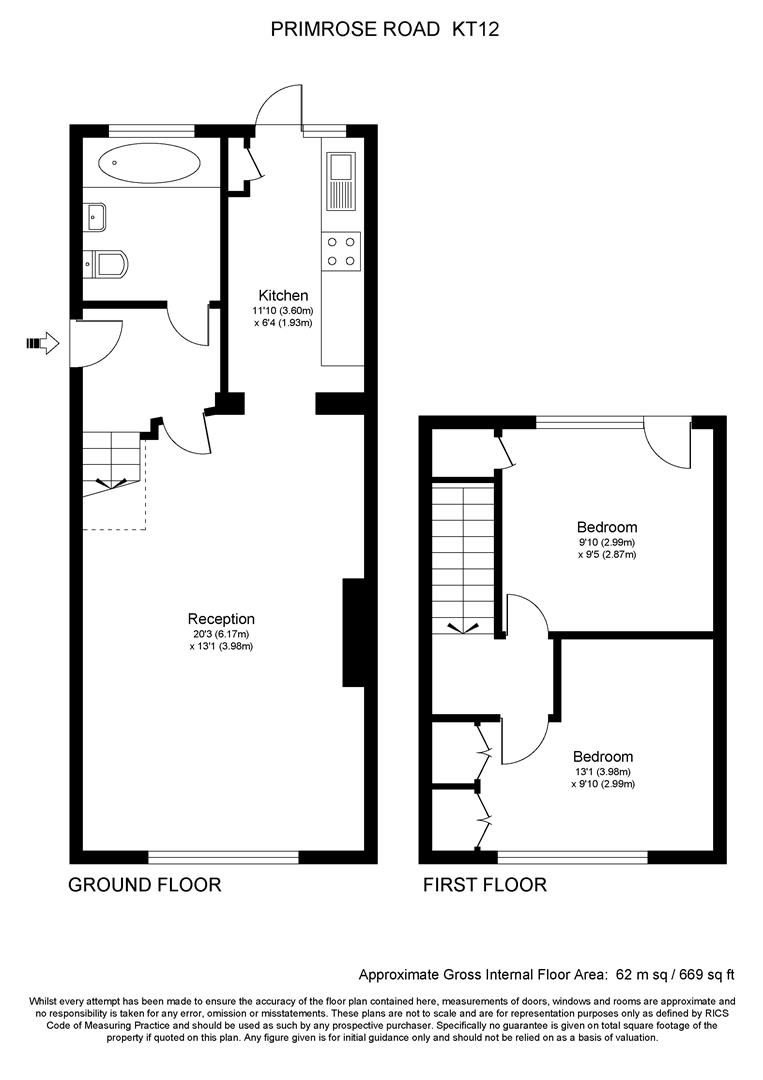 2 Bedrooms Semi-detached house for sale in Primrose Road, Hersham, Walton-On-Thames KT12