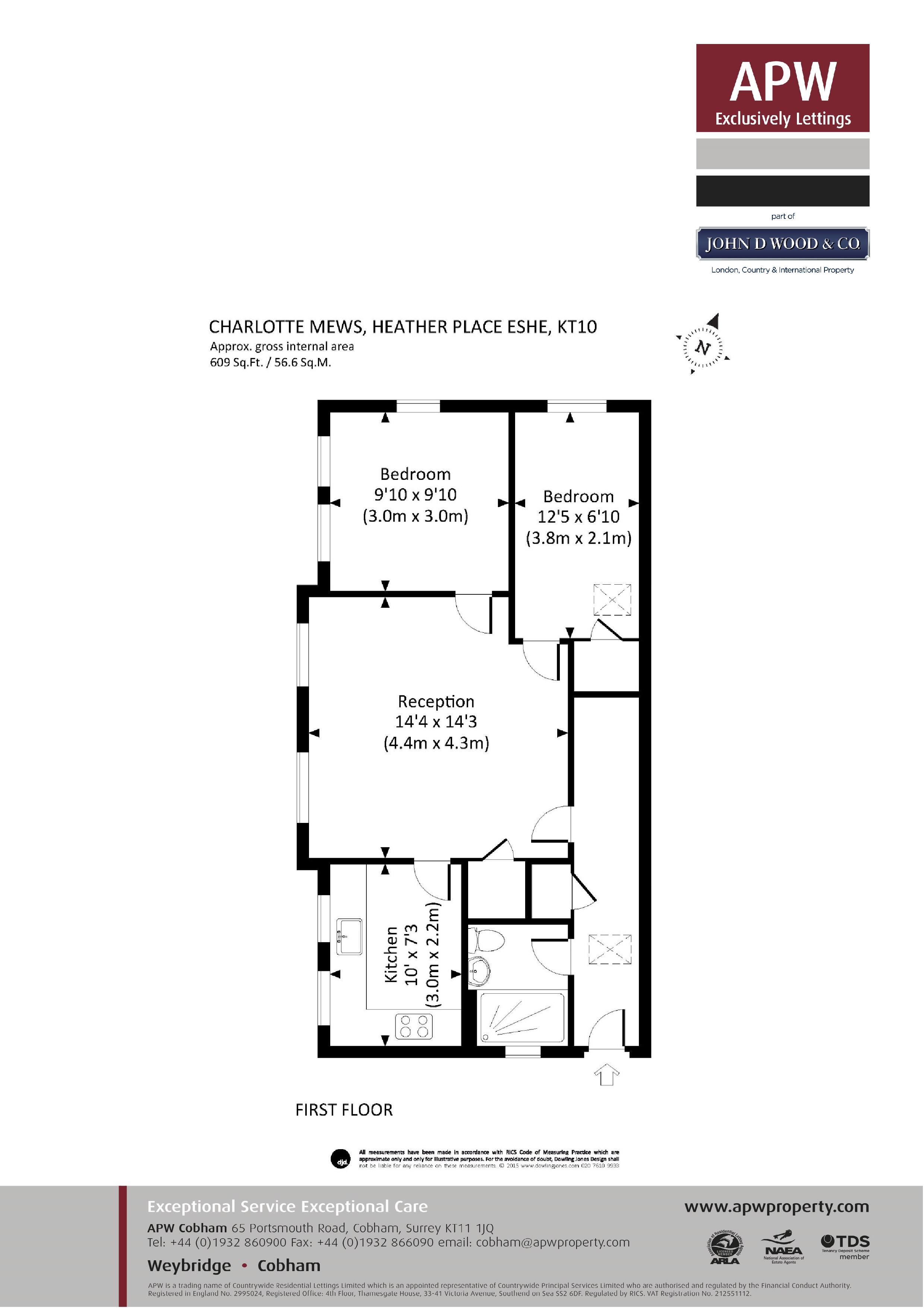 2 Bedrooms Flat to rent in Heather Place, Esher KT10