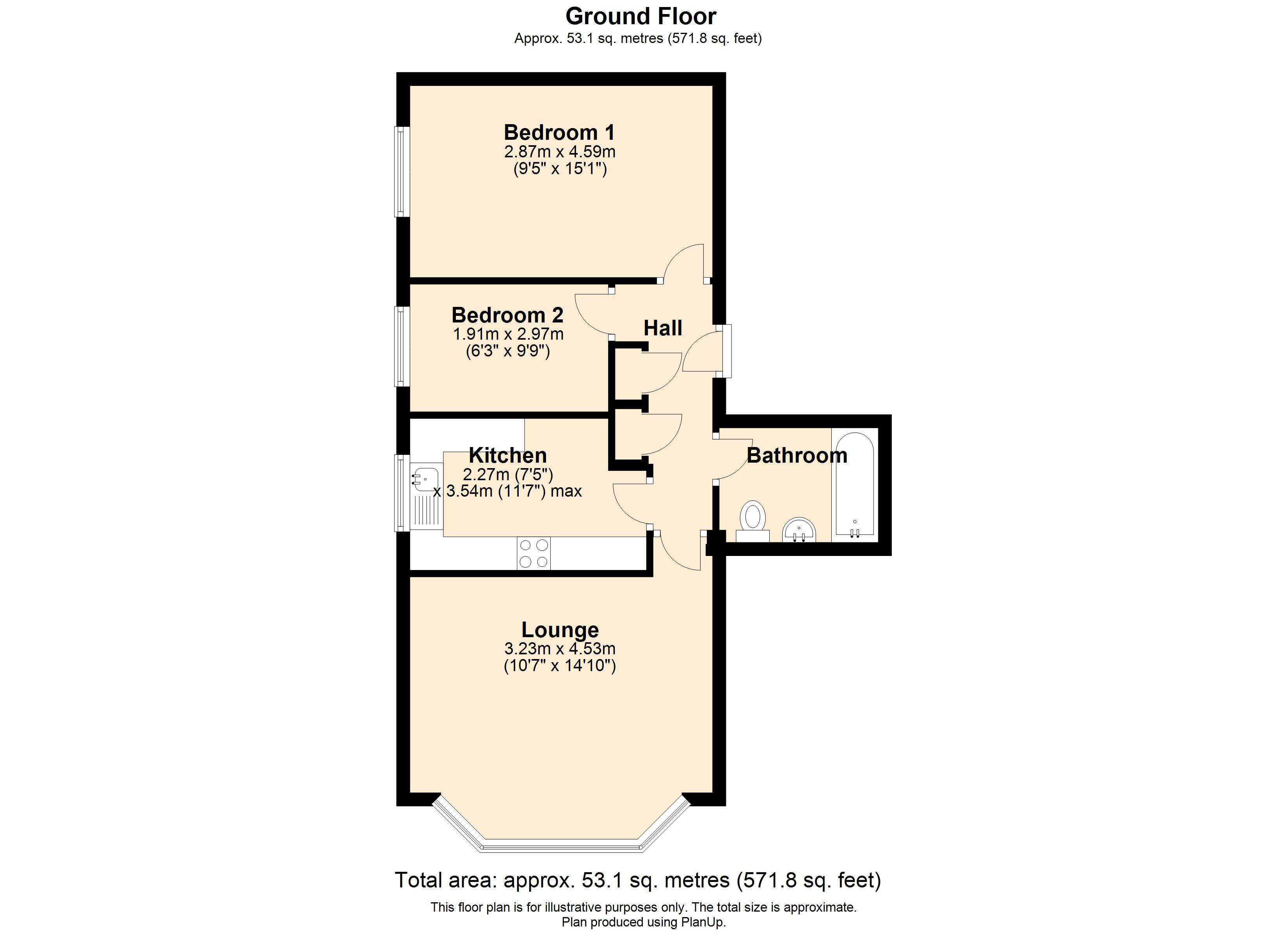 Flat 2, 25 Rothsay Road, Bedford floorplan