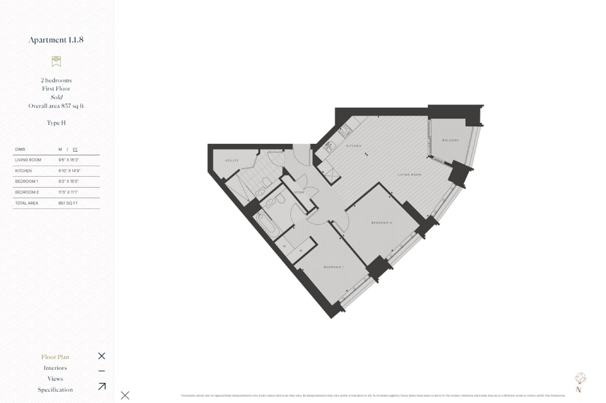 Apartment 1.1.8, Westmark Tower, Paddington floorplan