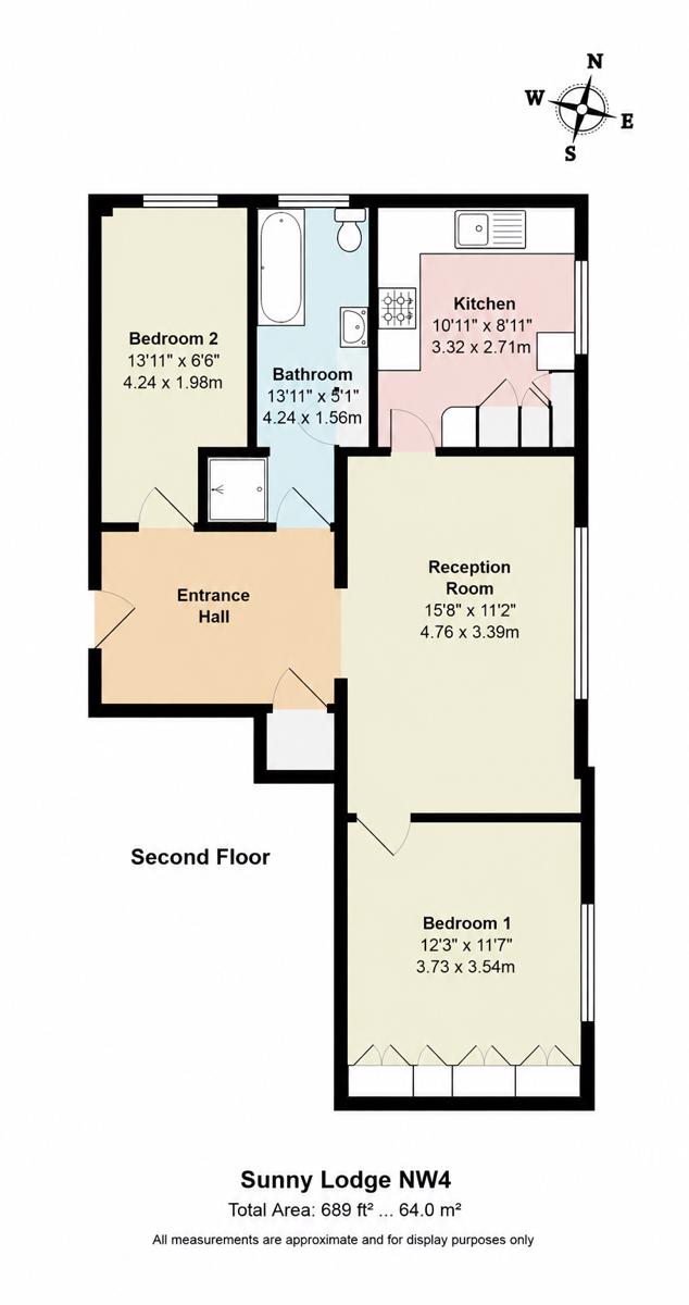 Flat 7 Sunny Lodge 33A, Sunningfields Road, London floorplan
