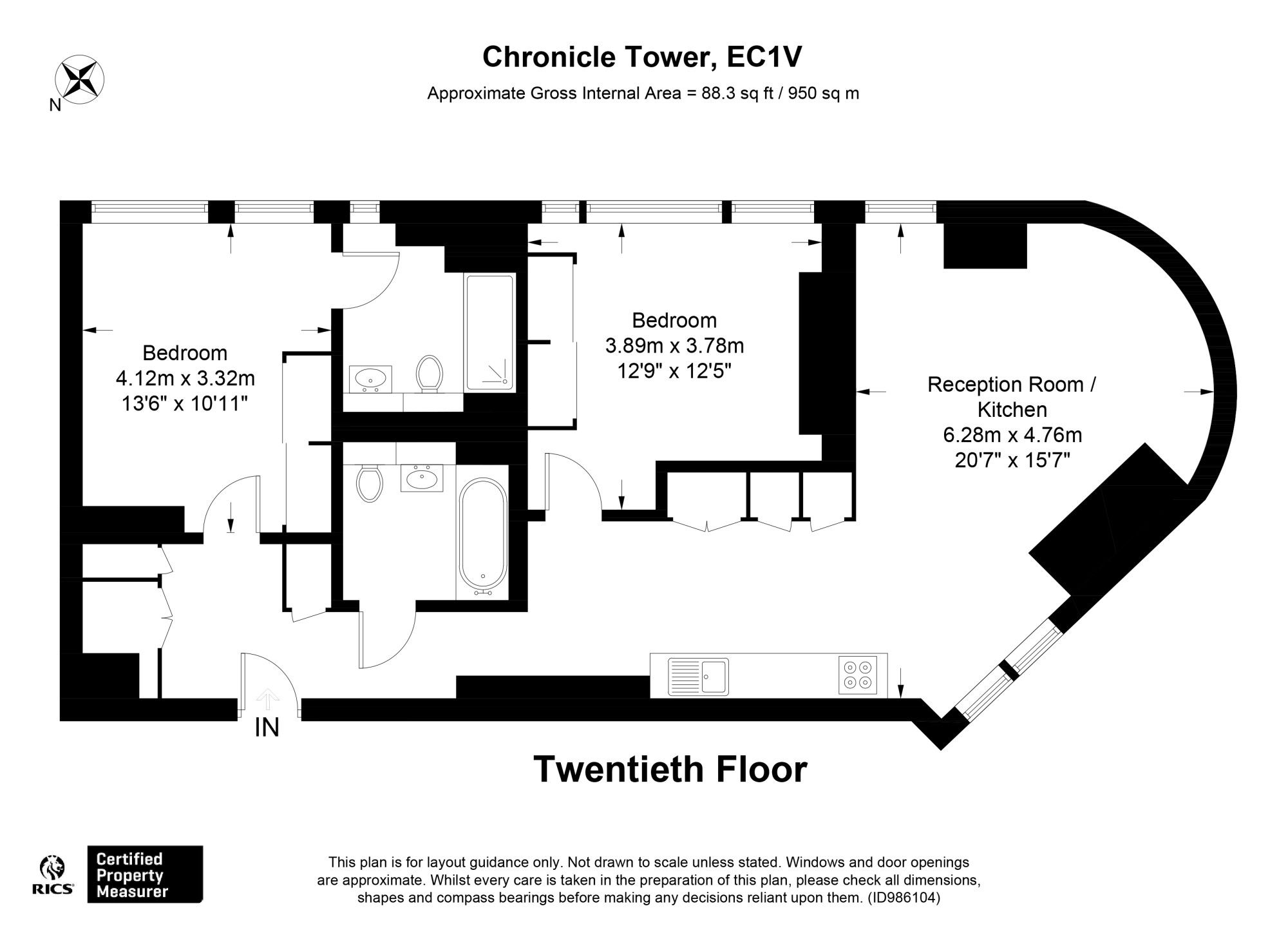 Flat 93, Chronicle Tower 261B City Road, London floorplan