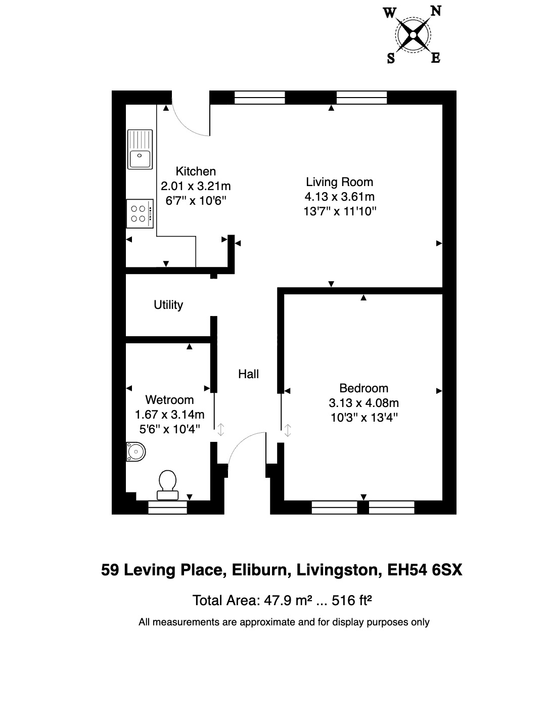 1 bed semidetached bungalow for sale in Leving Place, Livingston EH54