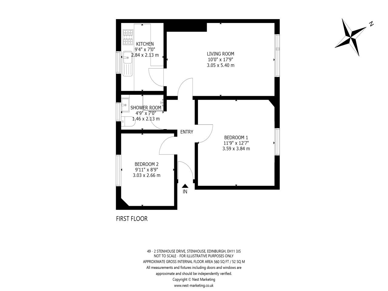 (Flat 2), 49 Stenhouse Drive, Edinburgh floorplan