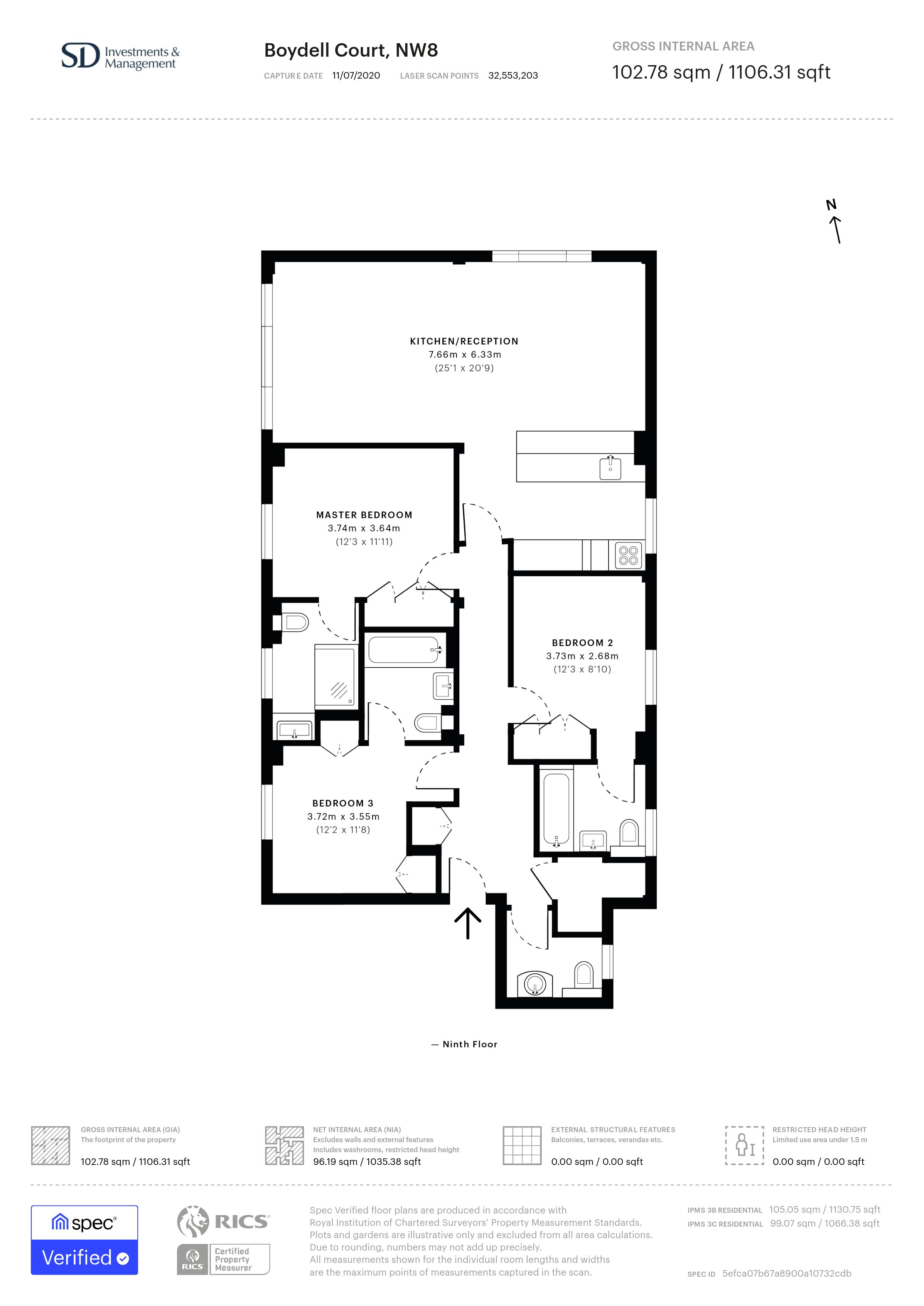Flat 1008, Boydell Court, St. Johns Wood Park, London floorplan