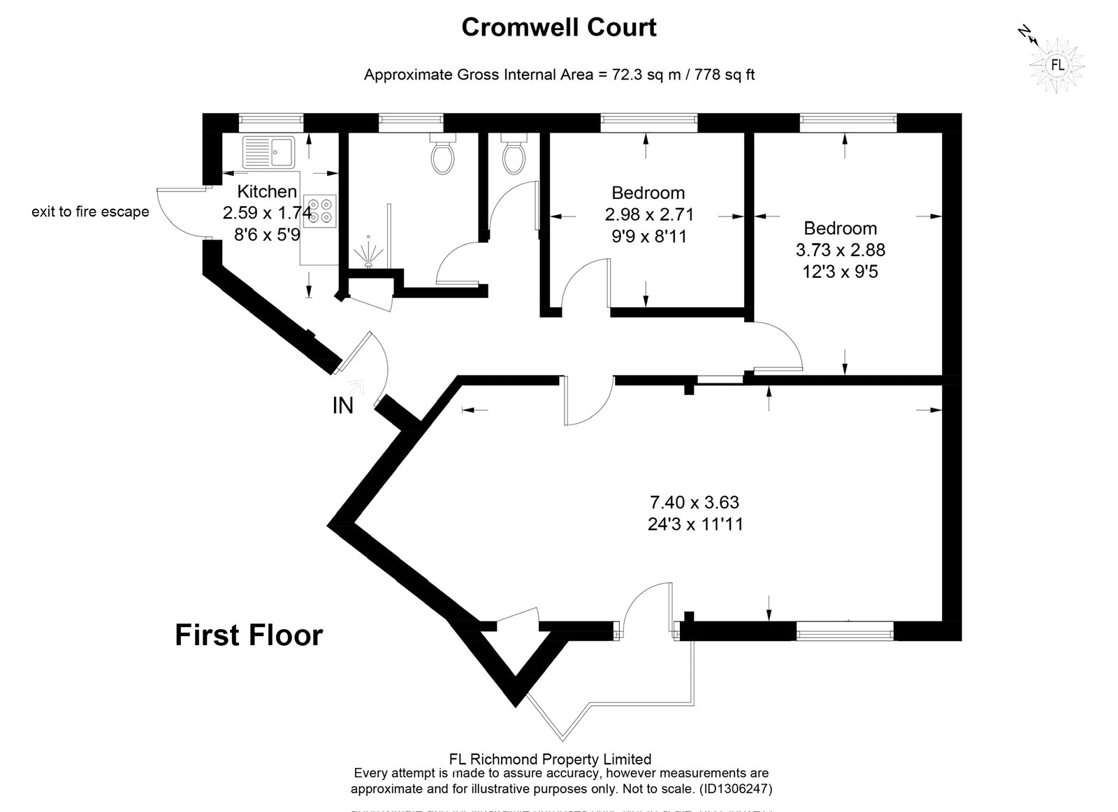 Flat 21, Cromwell Court,, Kingston Hill, Kingston upon Thames floorplan