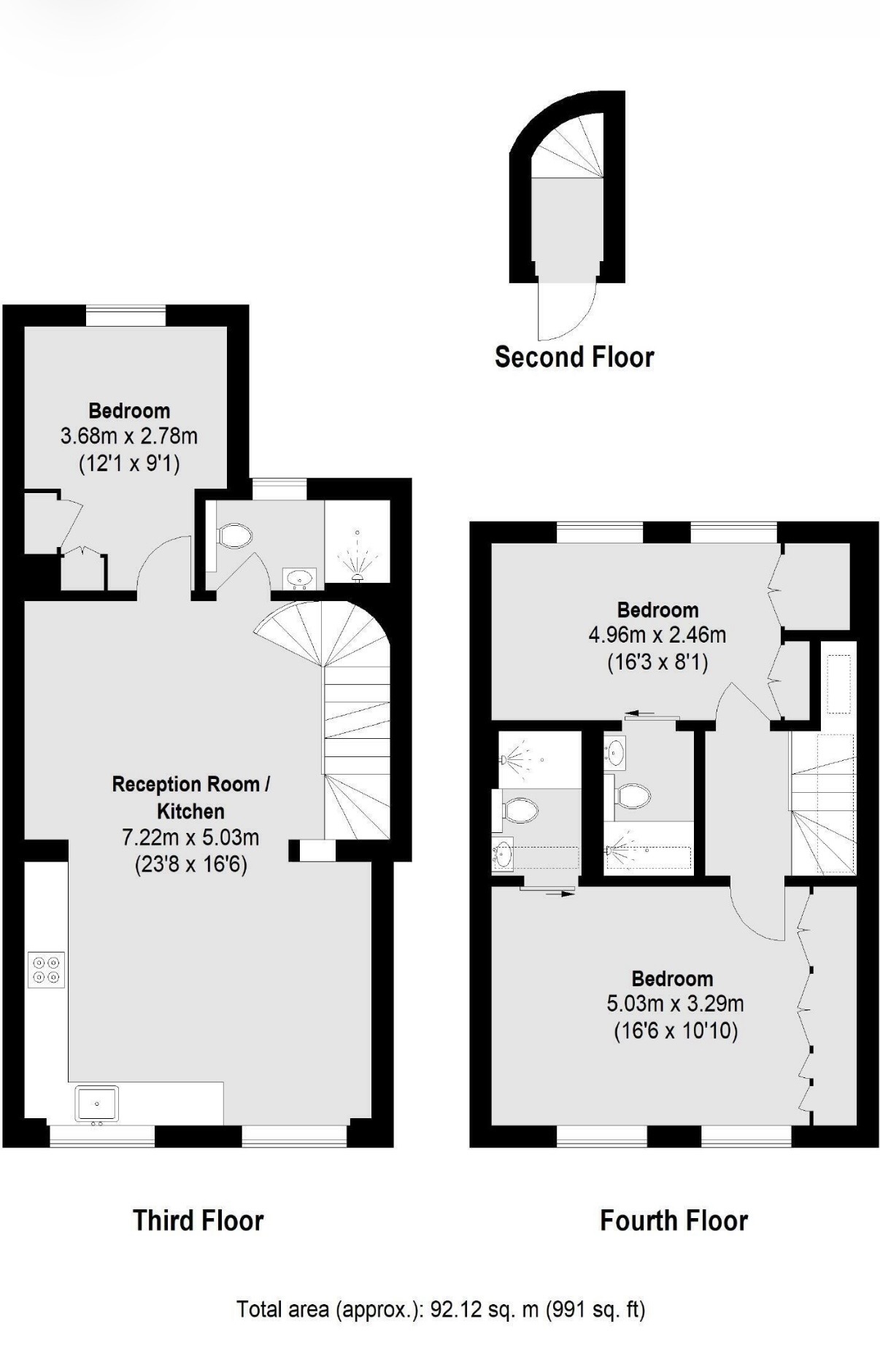 Flat 3, 2, Windmill Street, London floorplan