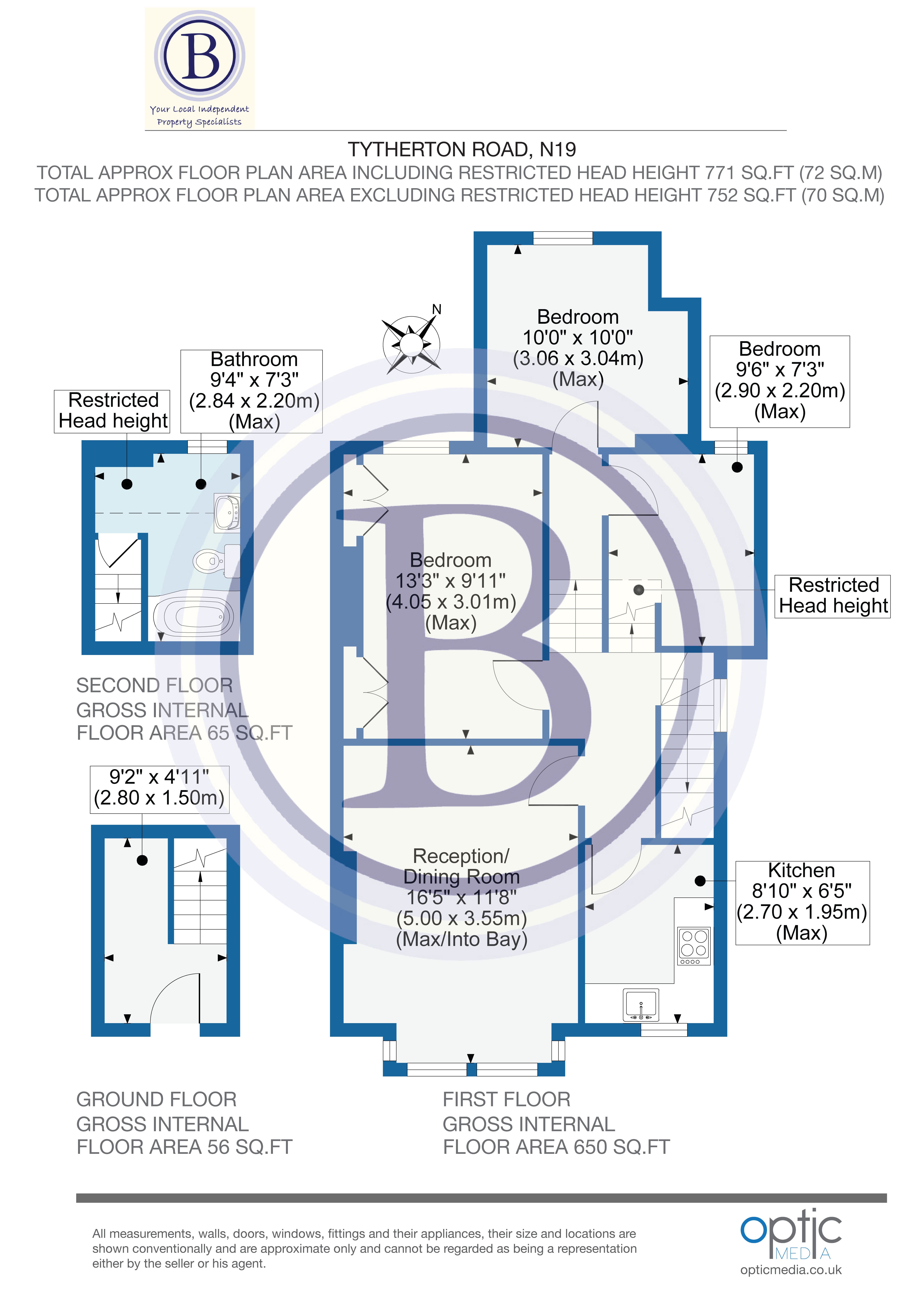 Flat B, 10, Tytherton Road, London floorplan