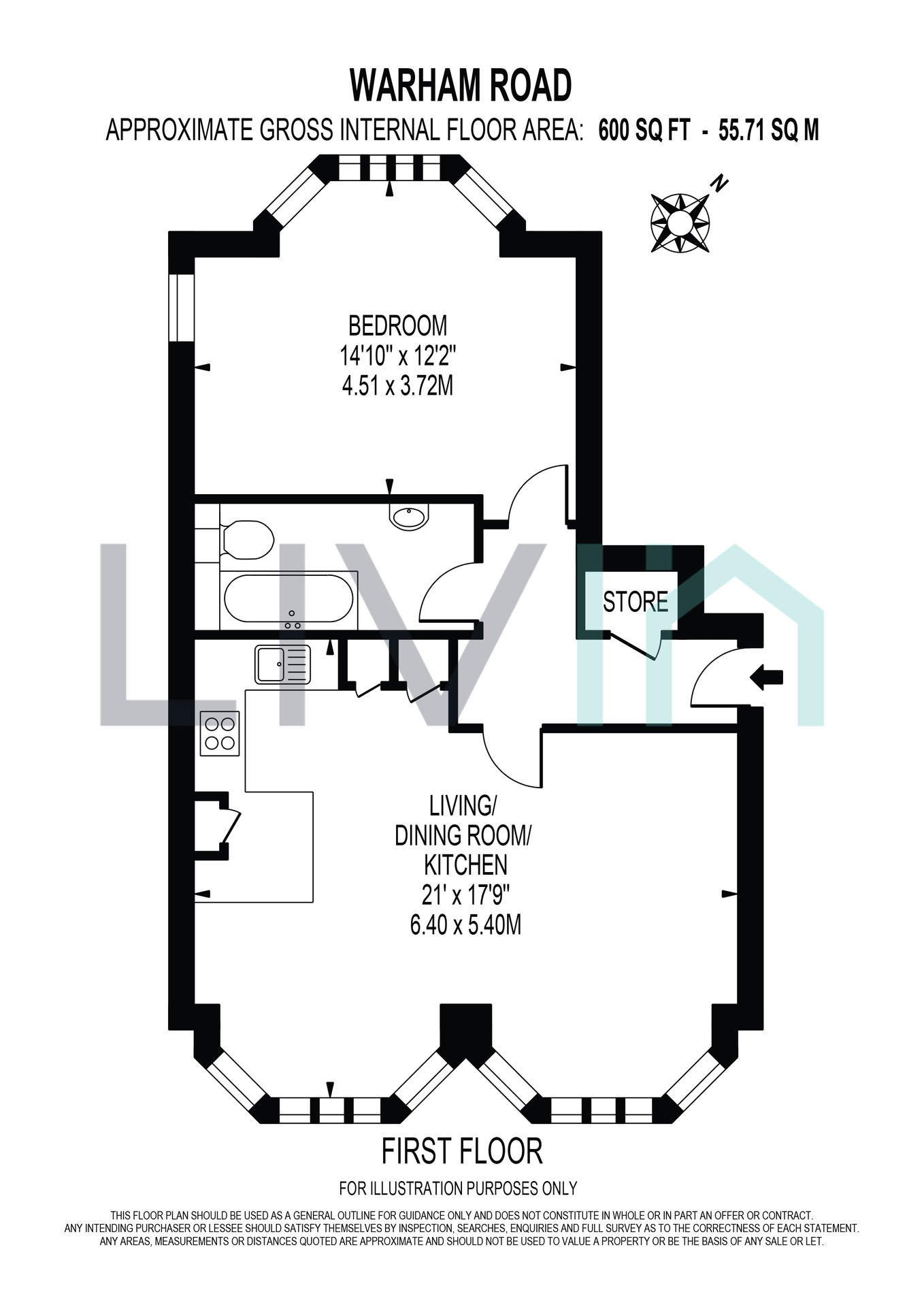 3, 76 Warham Road, South Croydon floorplan