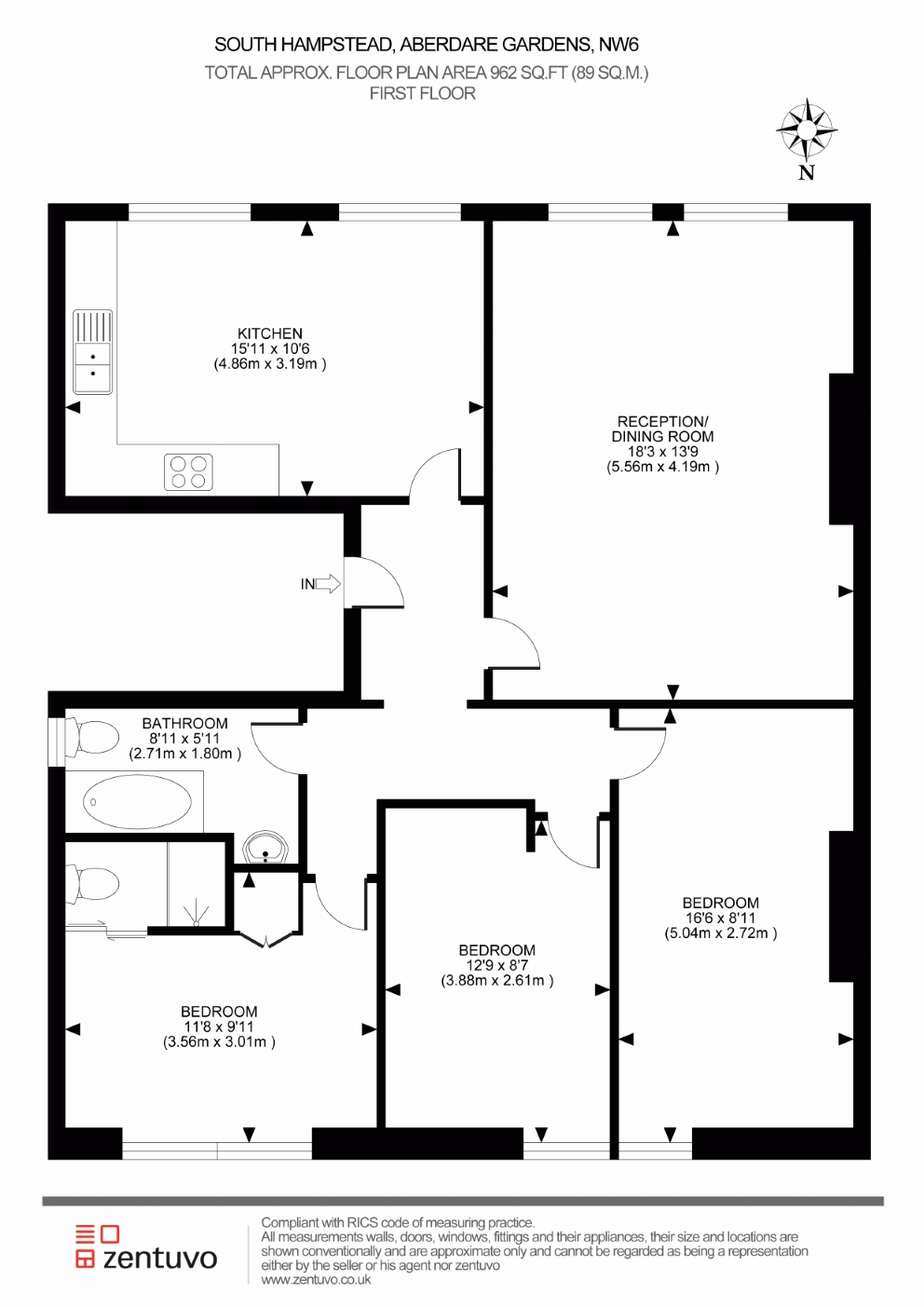 3 Bedrooms Flat to rent in Aberdare Gardens, South Hampstead NW6