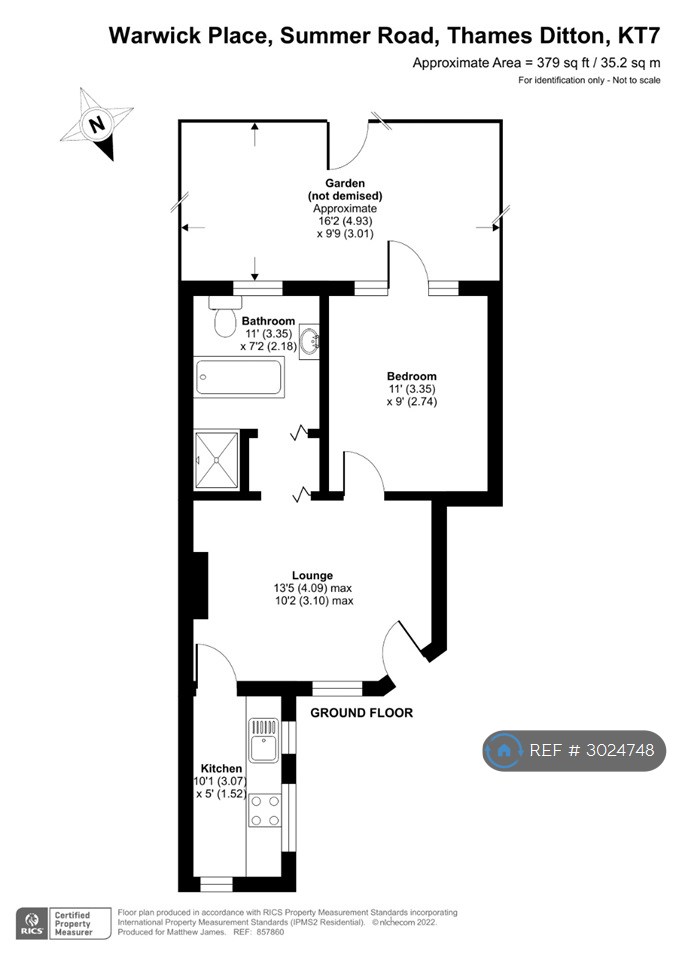 Flat, Warwick Place Summer Road, Thames Ditton floorplan