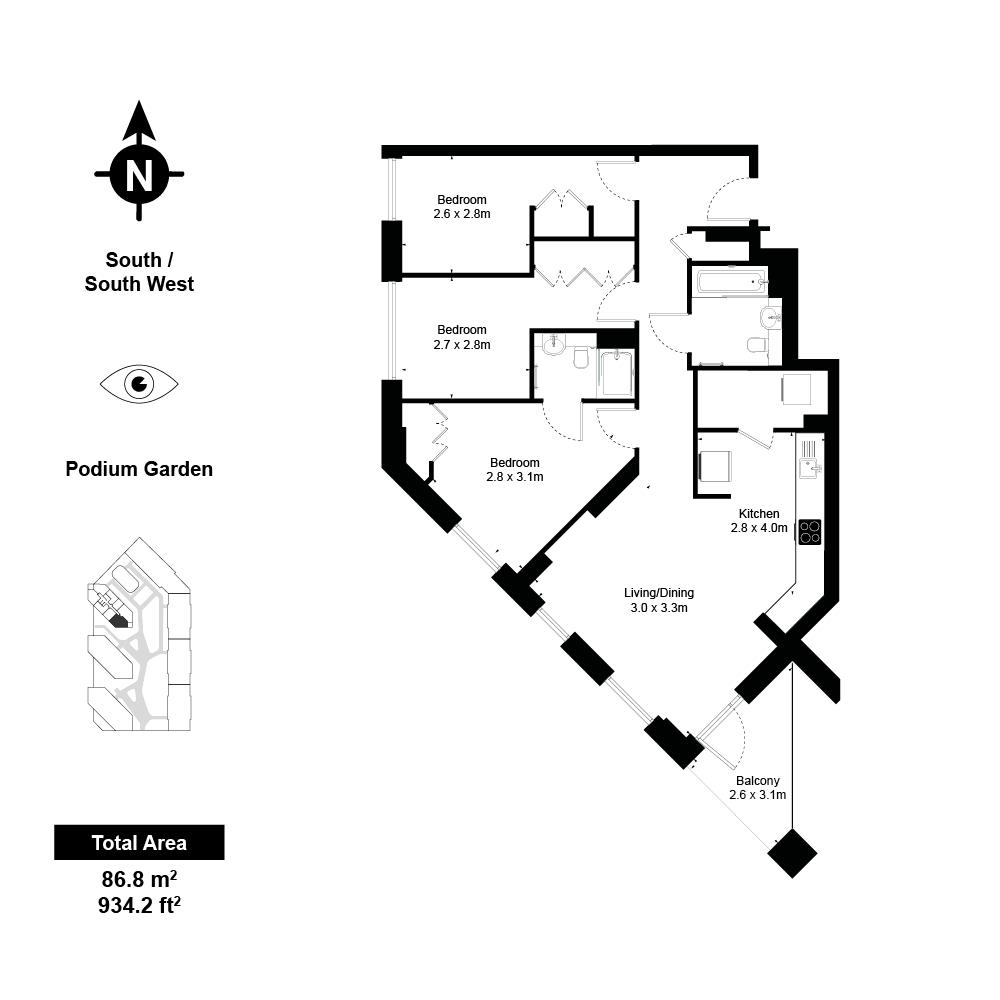 Flat 1026 2, Engineers Way, Wembley floorplan