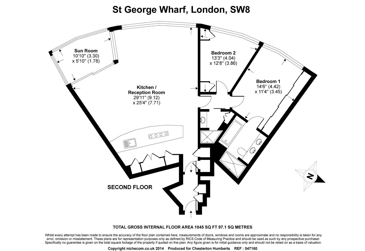 2 Bedrooms Flat to rent in The Tower, 1 St George Wharf, London SW8