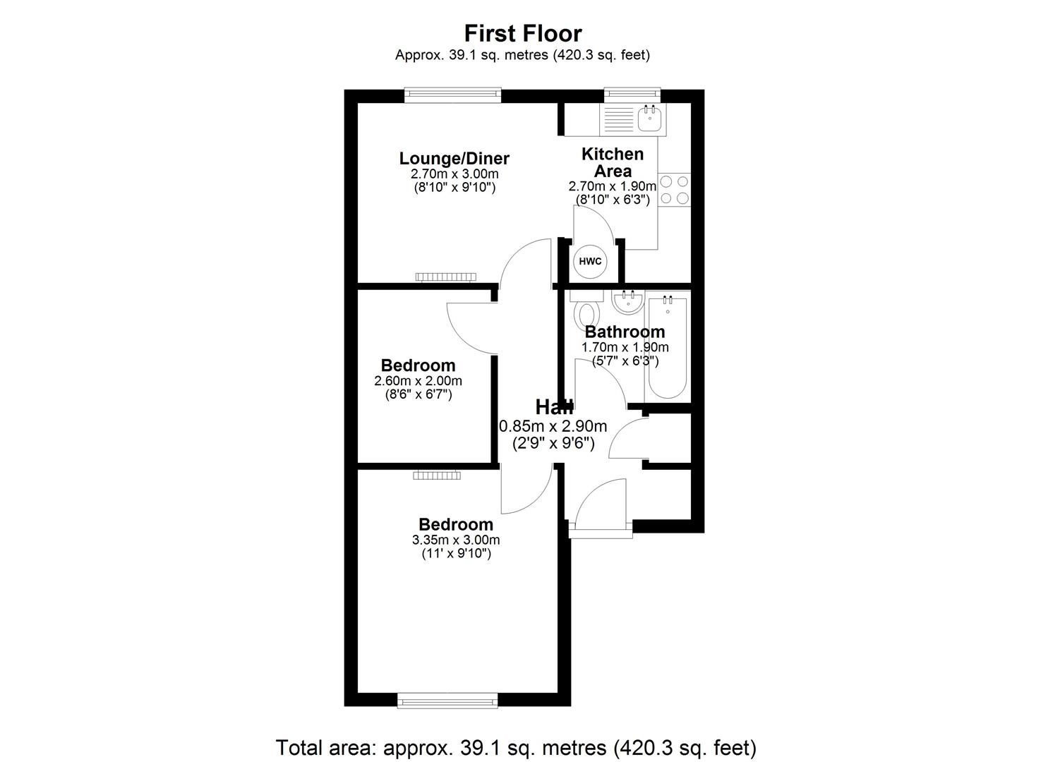 Flat 2, Reid House, 7 Hunters Road, Newcastle upon Tyne floorplan