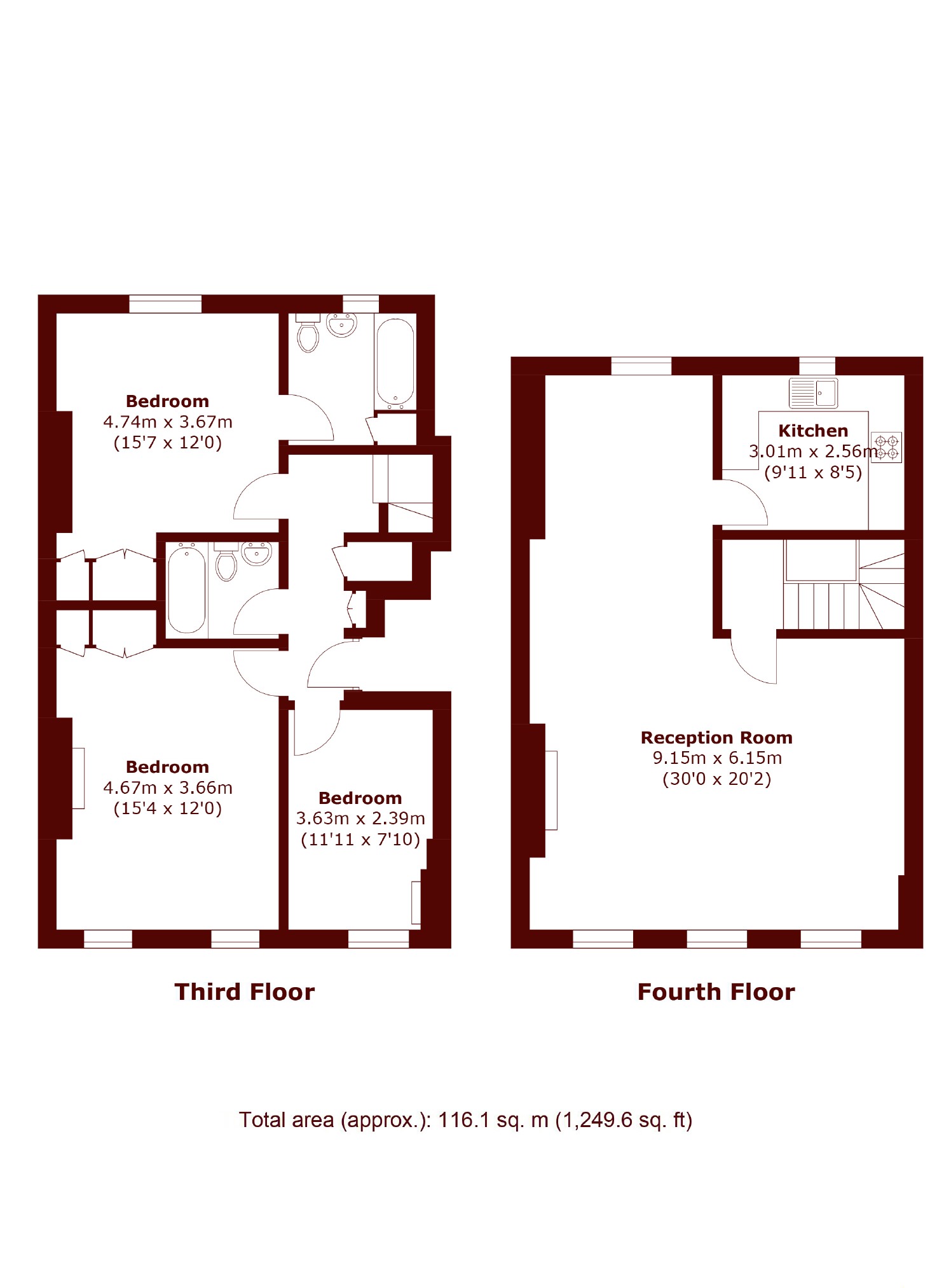 Third  Fourth Floor Flat, 28, Brechin Place, London floorplan