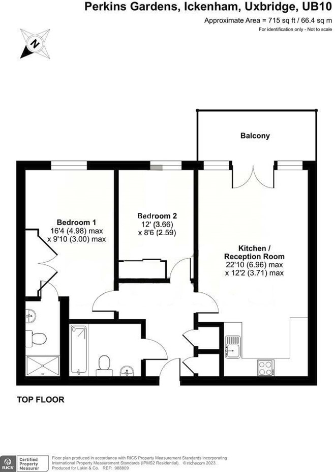 Flat 62, Walsham Court,, Perkins Gardens, Uxbridge floorplan