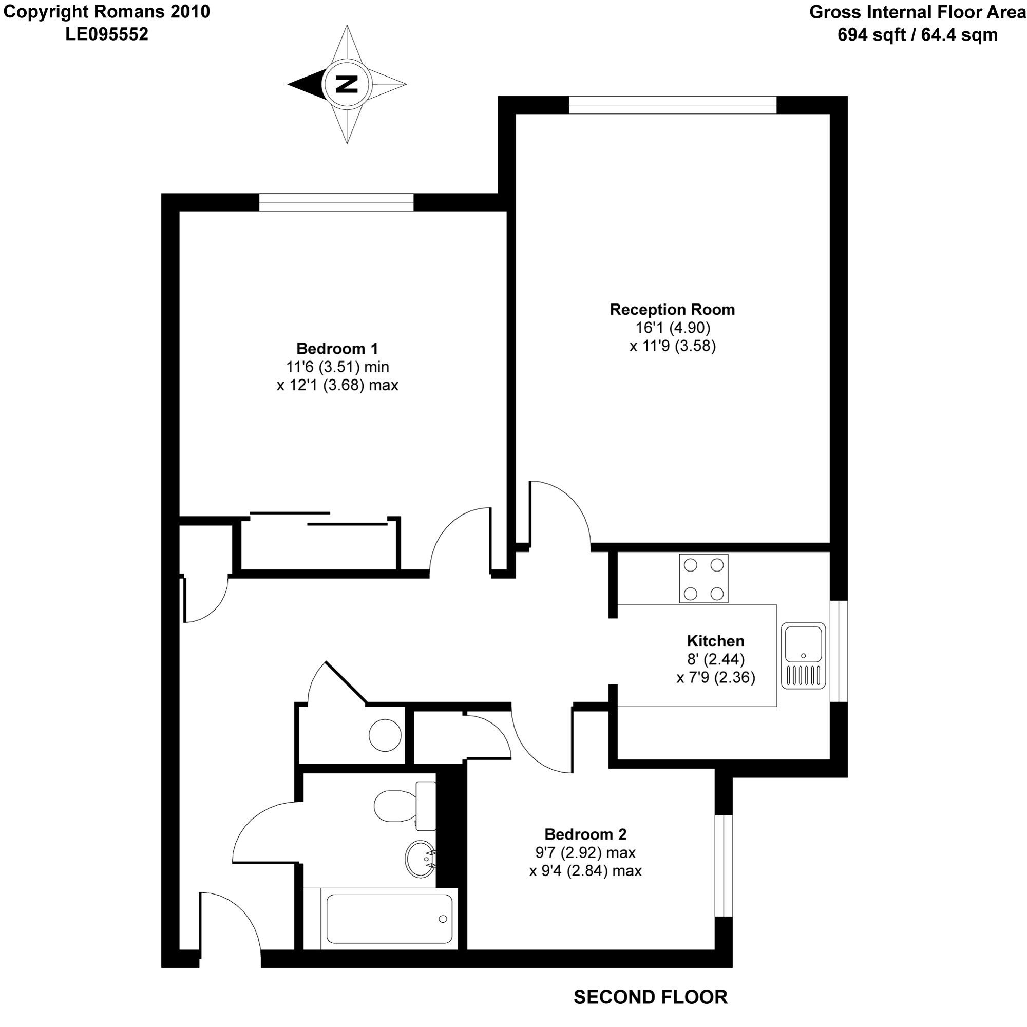 2 Bedrooms Flat to rent in Alexandra Road, Farnborough GU14