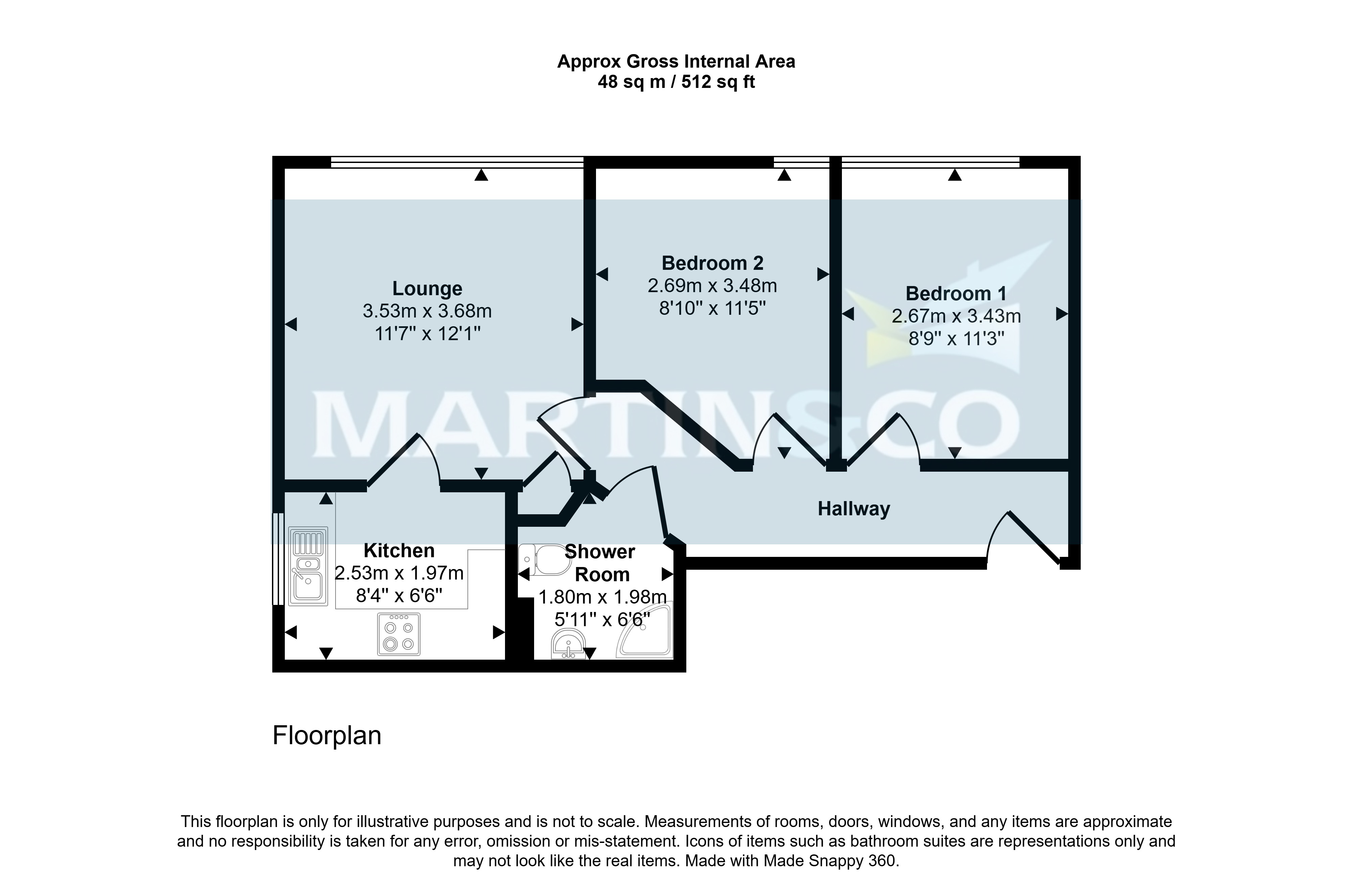 Flat 3 Logan Court, 154, Alder Road, Poole floorplan