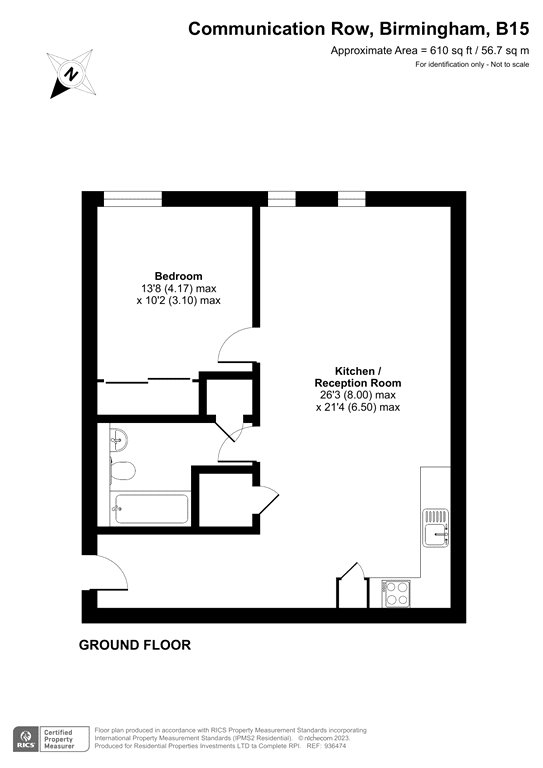 Apartment 3, Arden Gate, 12, Communication Row, Birmingham floorplan