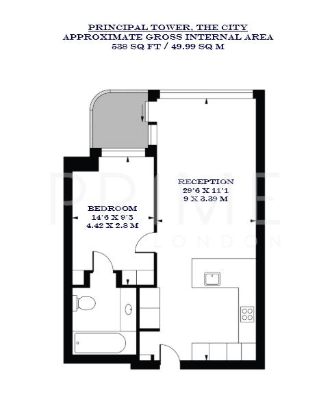 806, Principal Tower, Worship Street floorplan