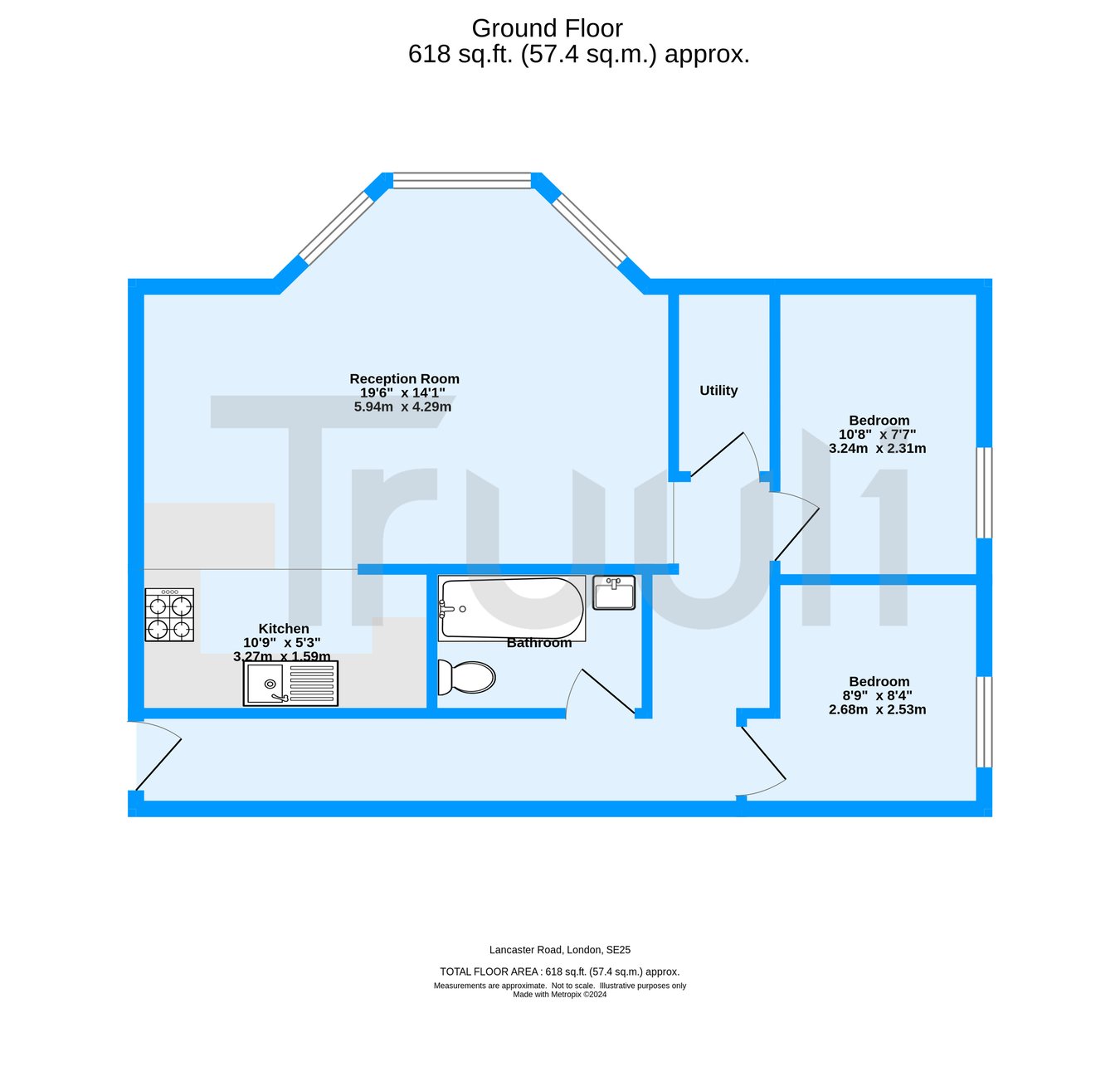 Flat 1, 12, Lancaster Road, London floorplan