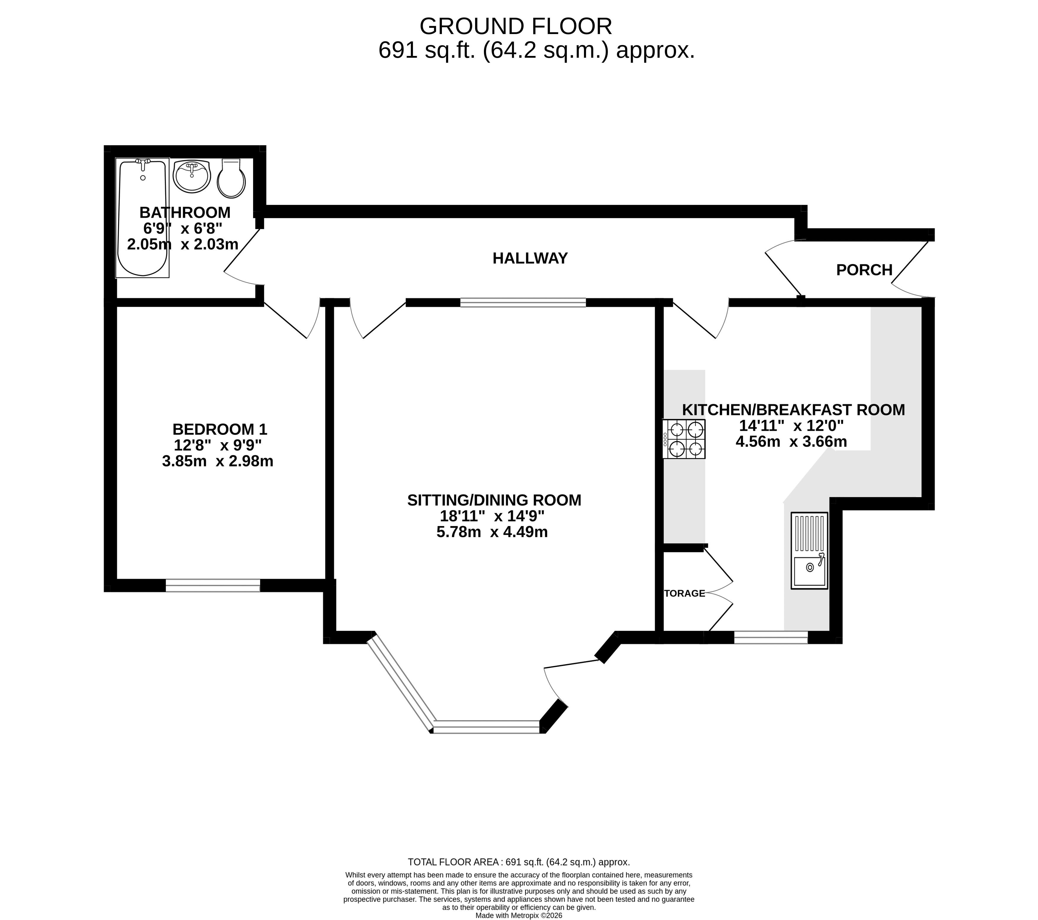 Flat 1 Ross Mansions, 4 Edinburgh Place, Weston-Super-Mare floorplan