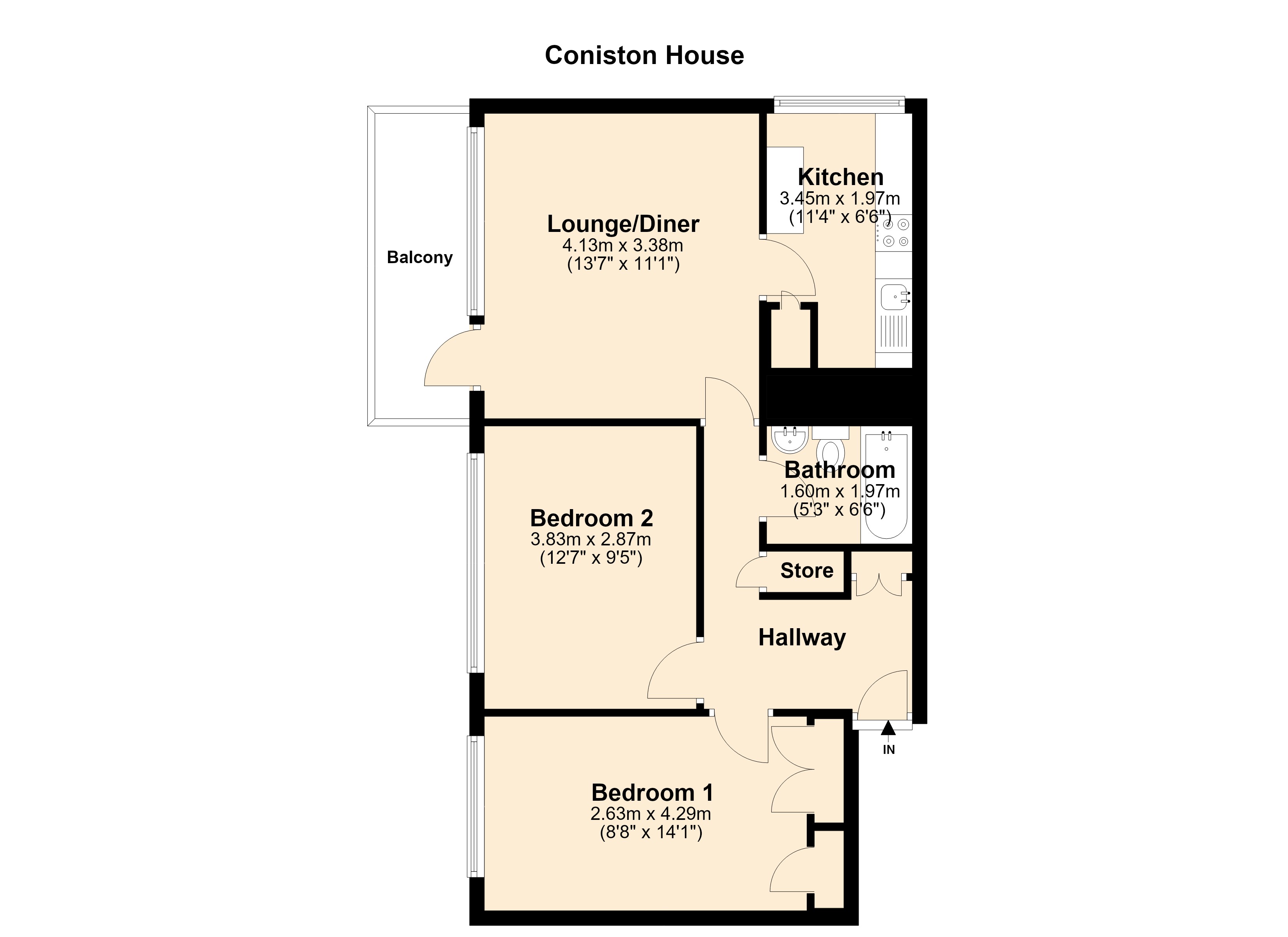 Flat 34 Coniston House, Bantock Way, Bantock Way, Birmingham floorplan
