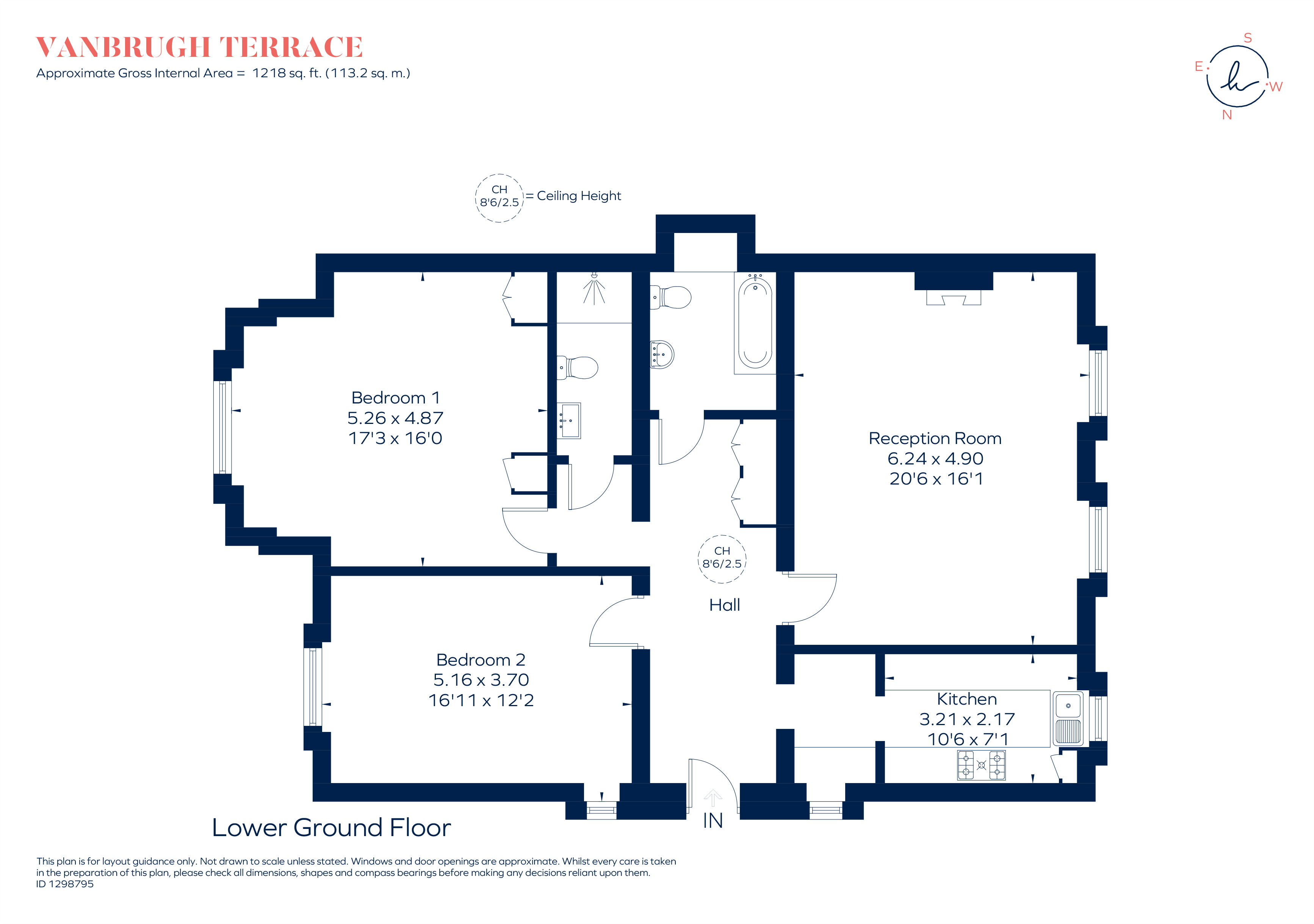 Garden Flat,, 7, Vanbrugh Terrace, London floorplan