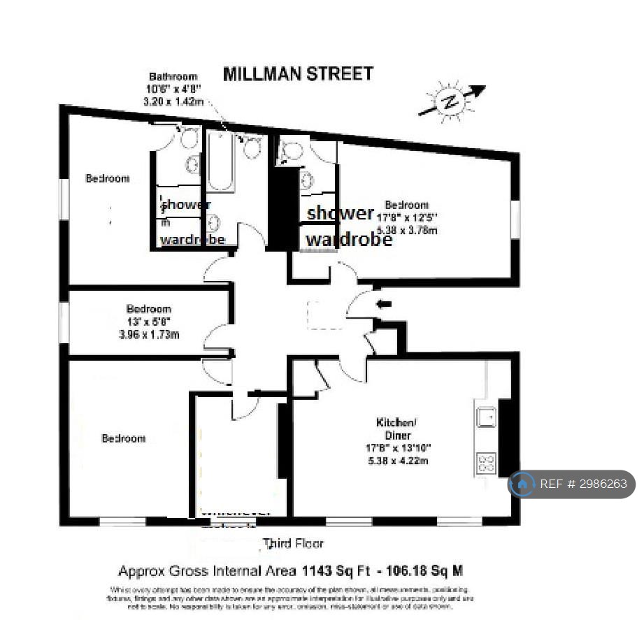 Flat D, Millman Street, London floorplan