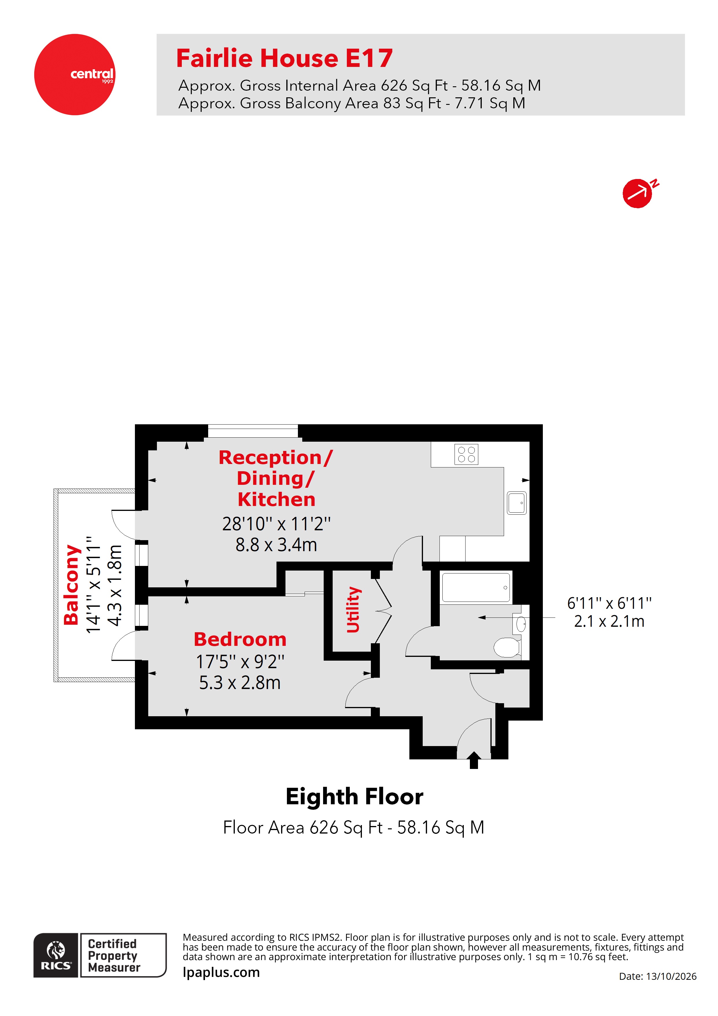 Flat 37, Fairlie House, 76, Brunner Road, London floorplan