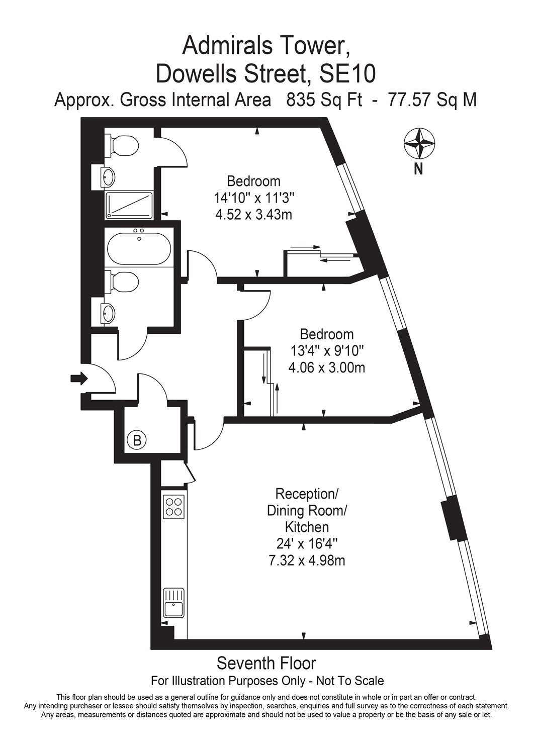 2 Bedrooms Flat to rent in Admirals Tower, 8 Dowells Street, London SE10