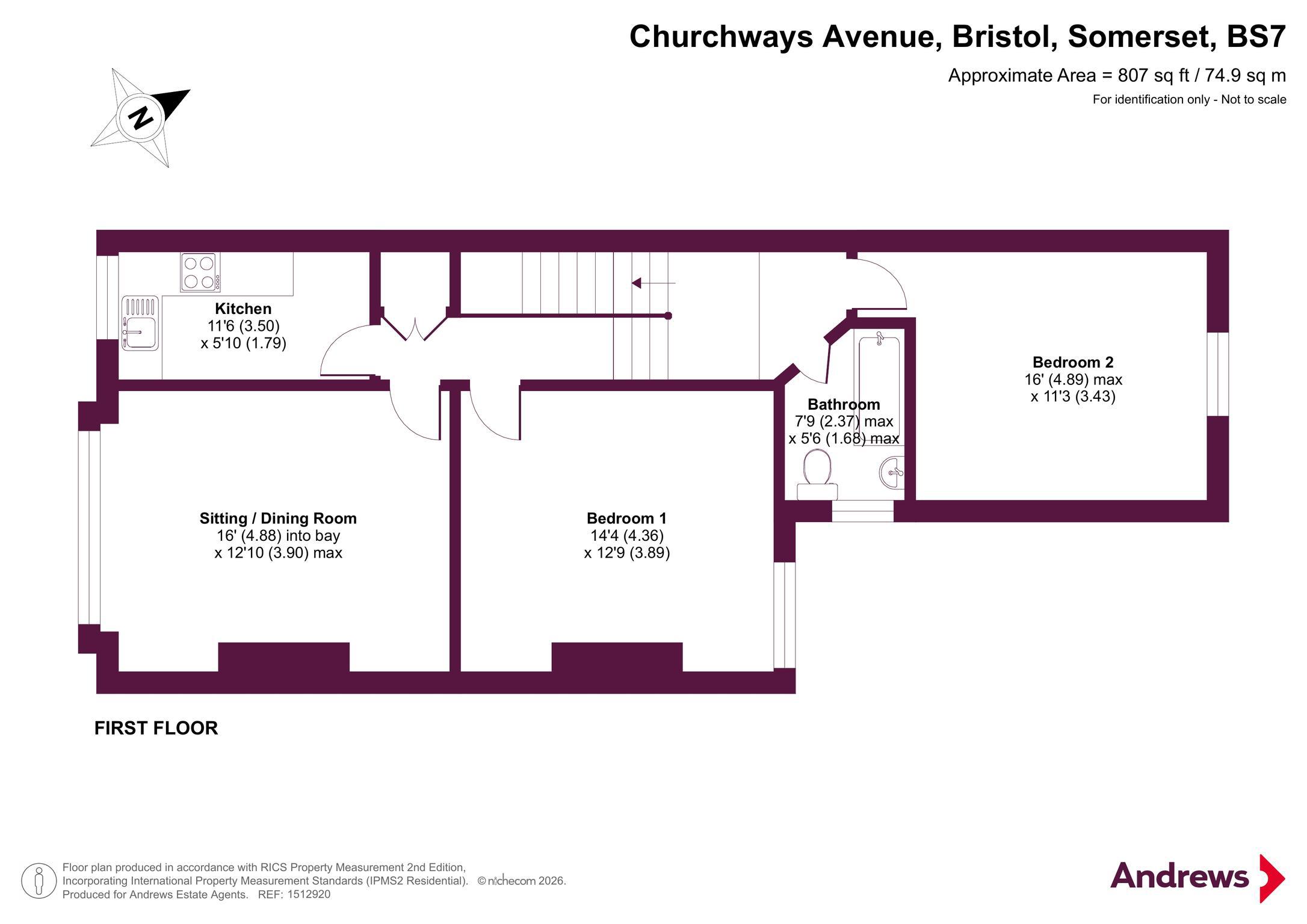 First Floor Flat, 24, Churchways Avenue, Bristol floorplan