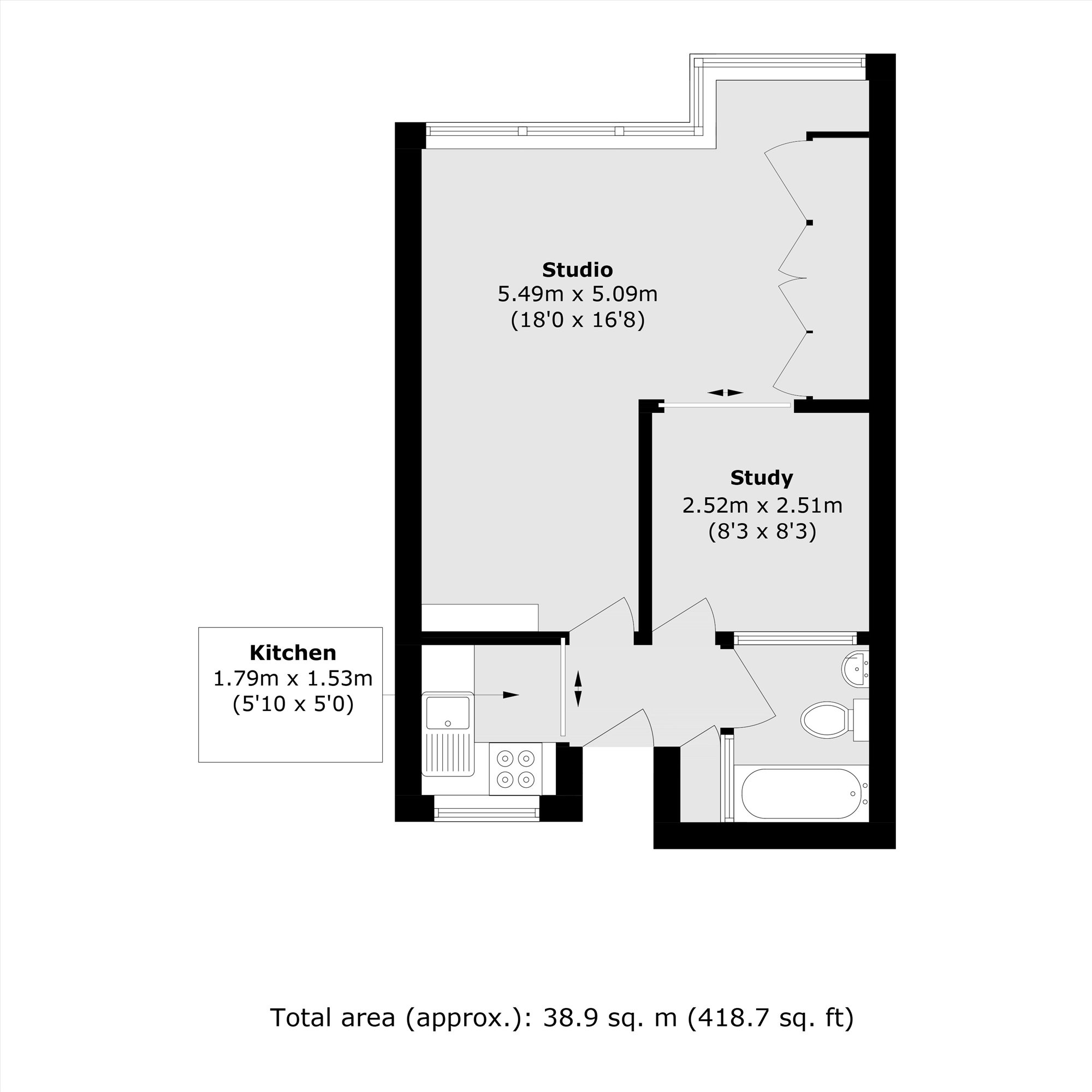 Flat 148, Crescent House, Golden Lane Estate, London floorplan